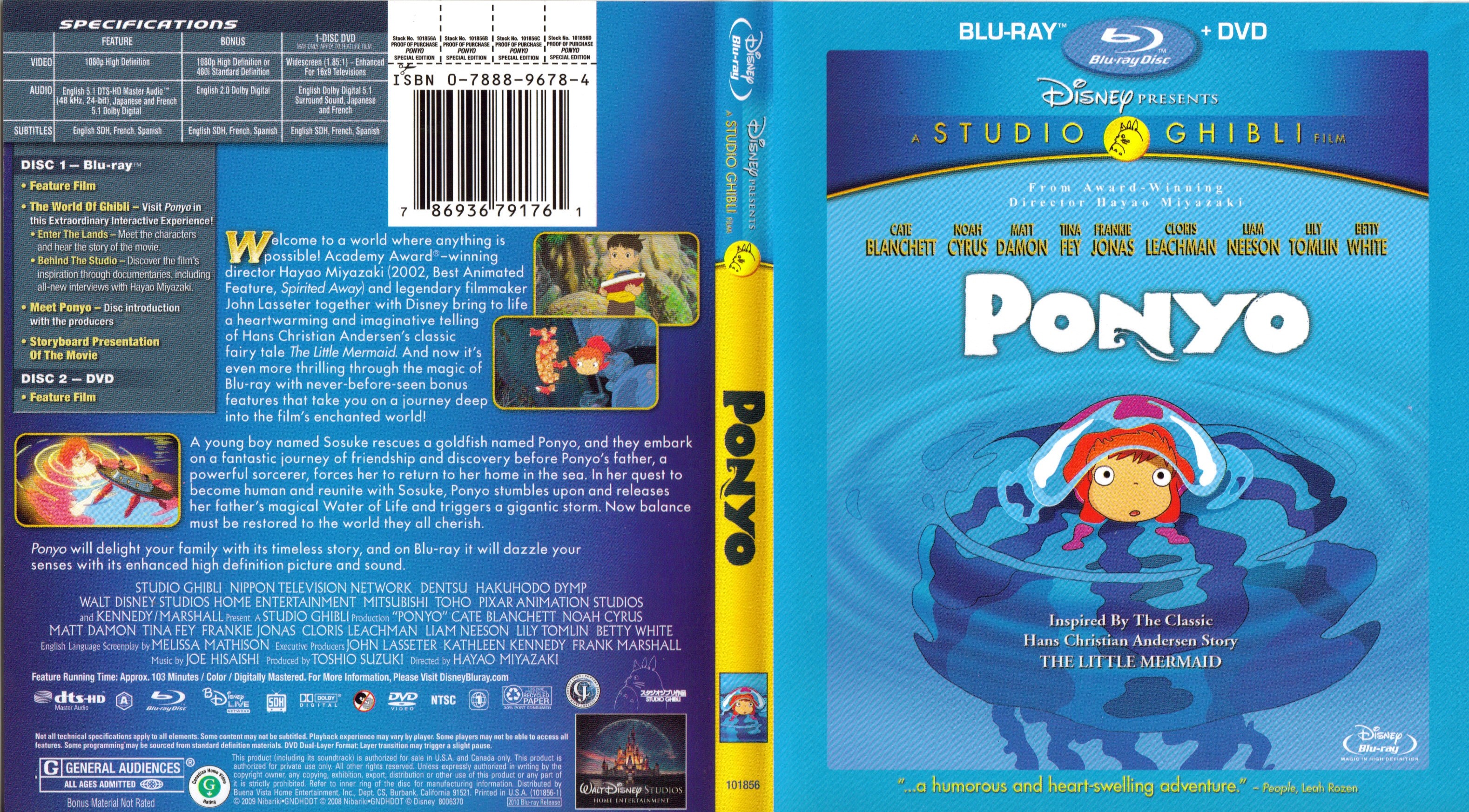 Jaquette DVD Ponyo (Canadienne) (BLU-RAY)