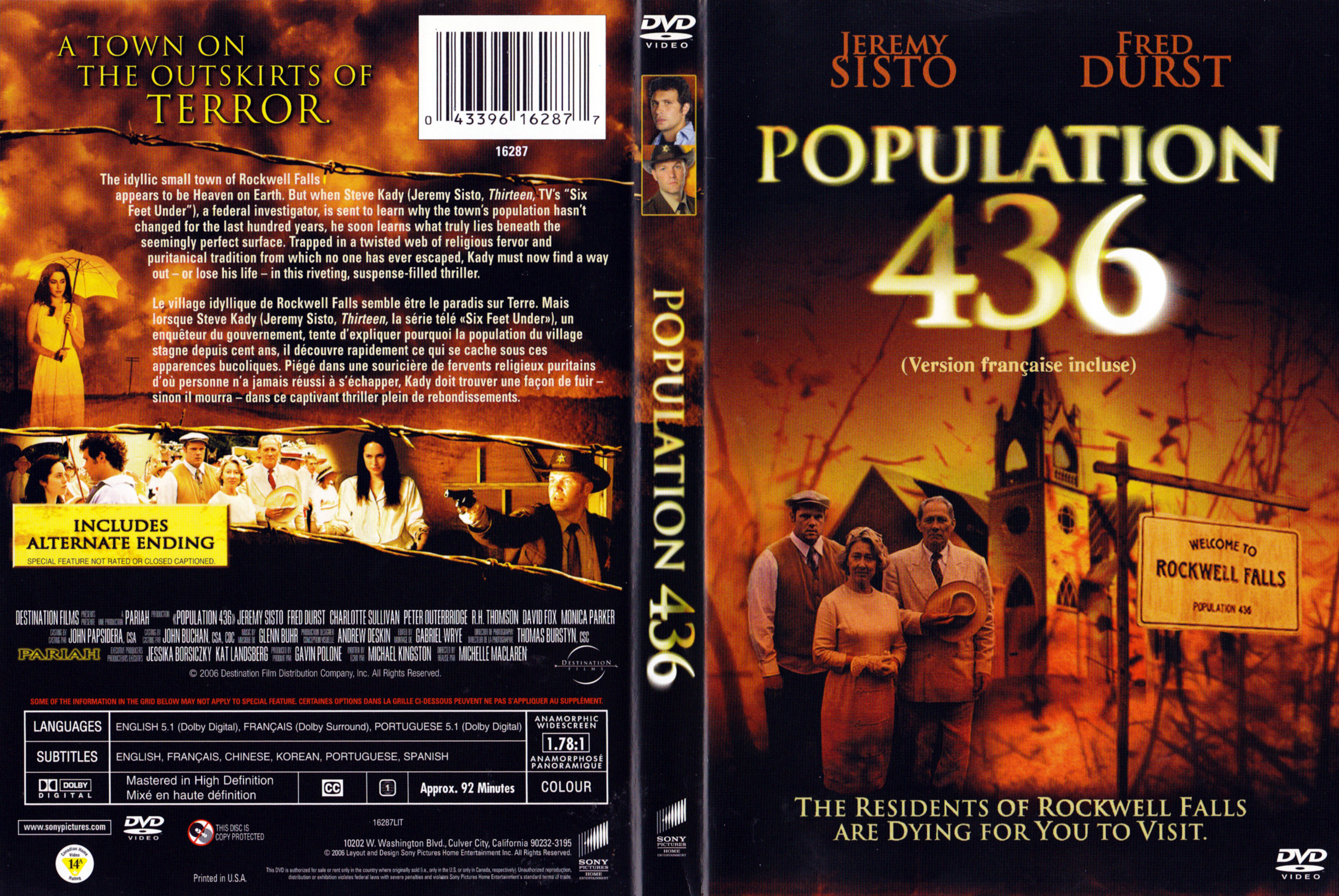 Jaquette DVD Population 436 (Canadienne)