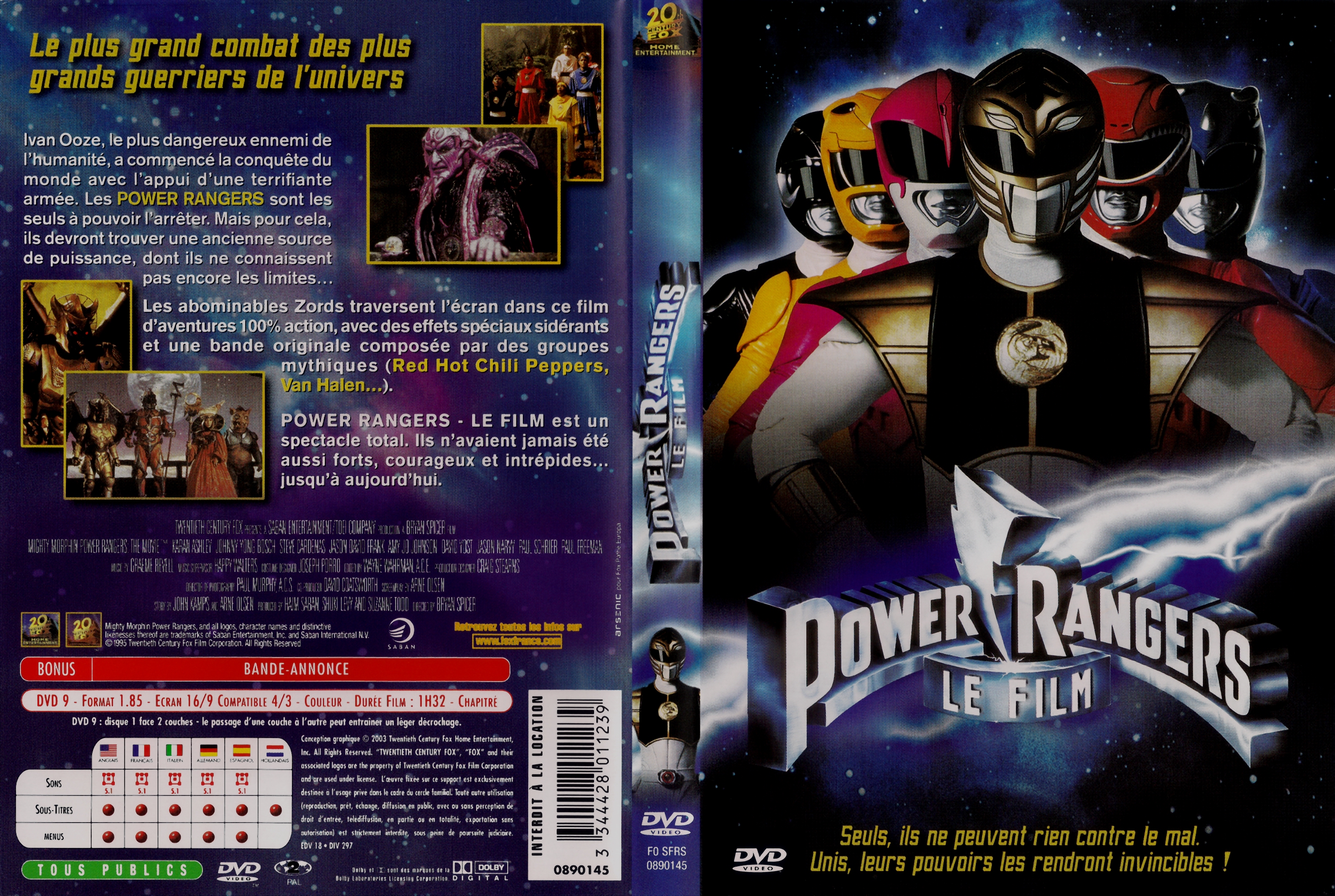 Jaquette DVD Power Rangers Le Film