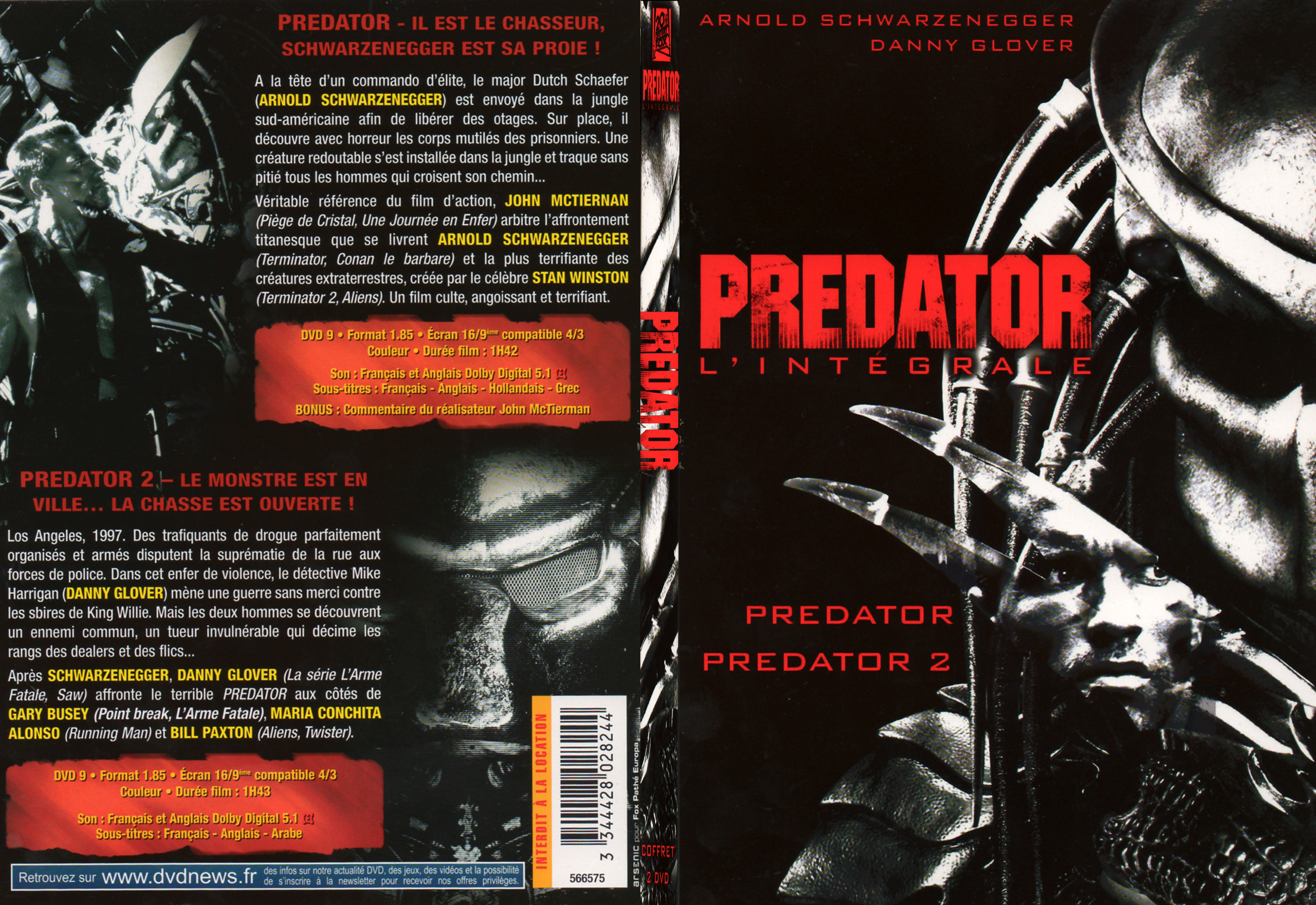 Jaquette DVD Predator 1 et 2 - SLIM