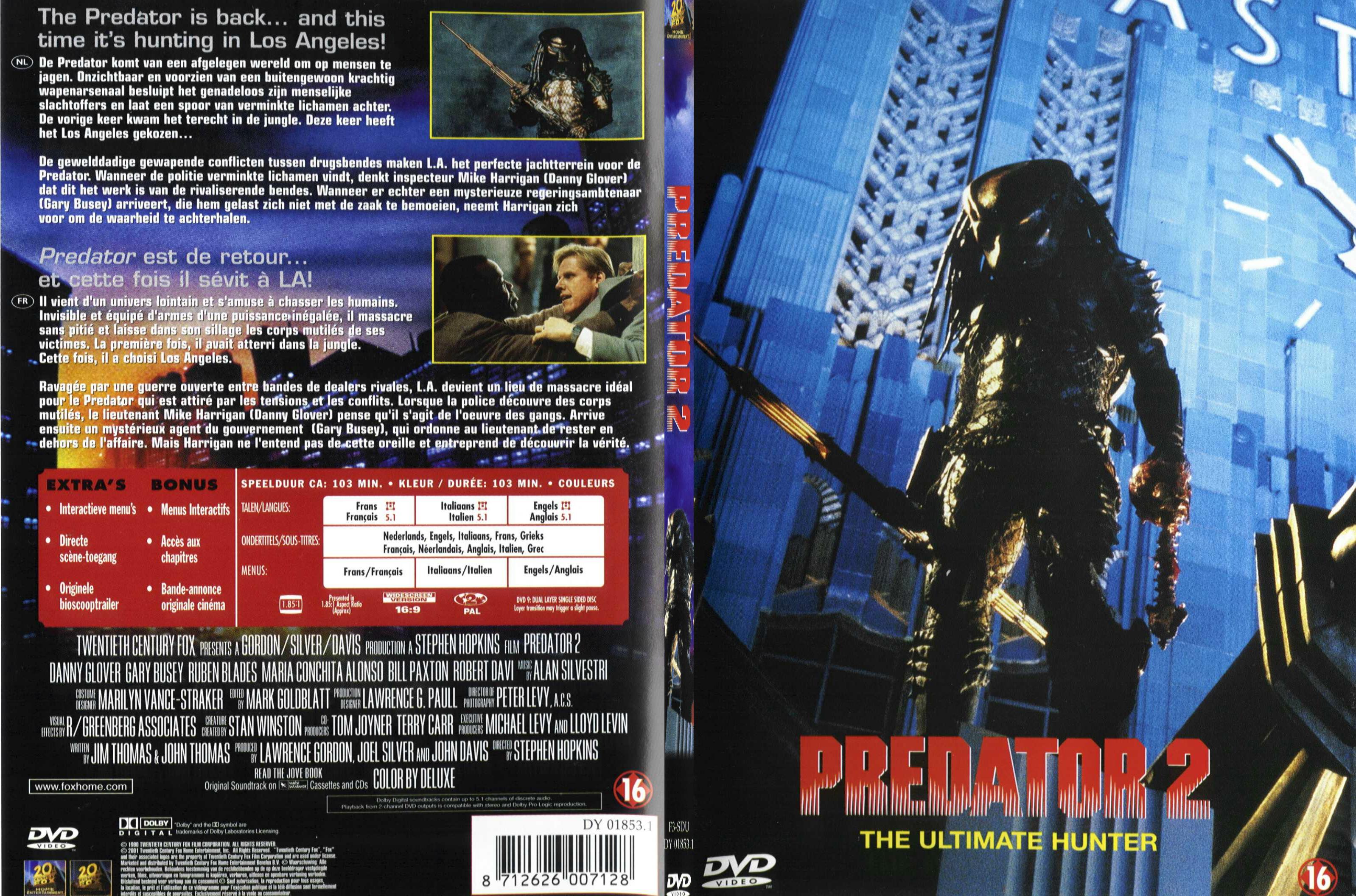 Jaquette DVD Predator 2 - SLIM