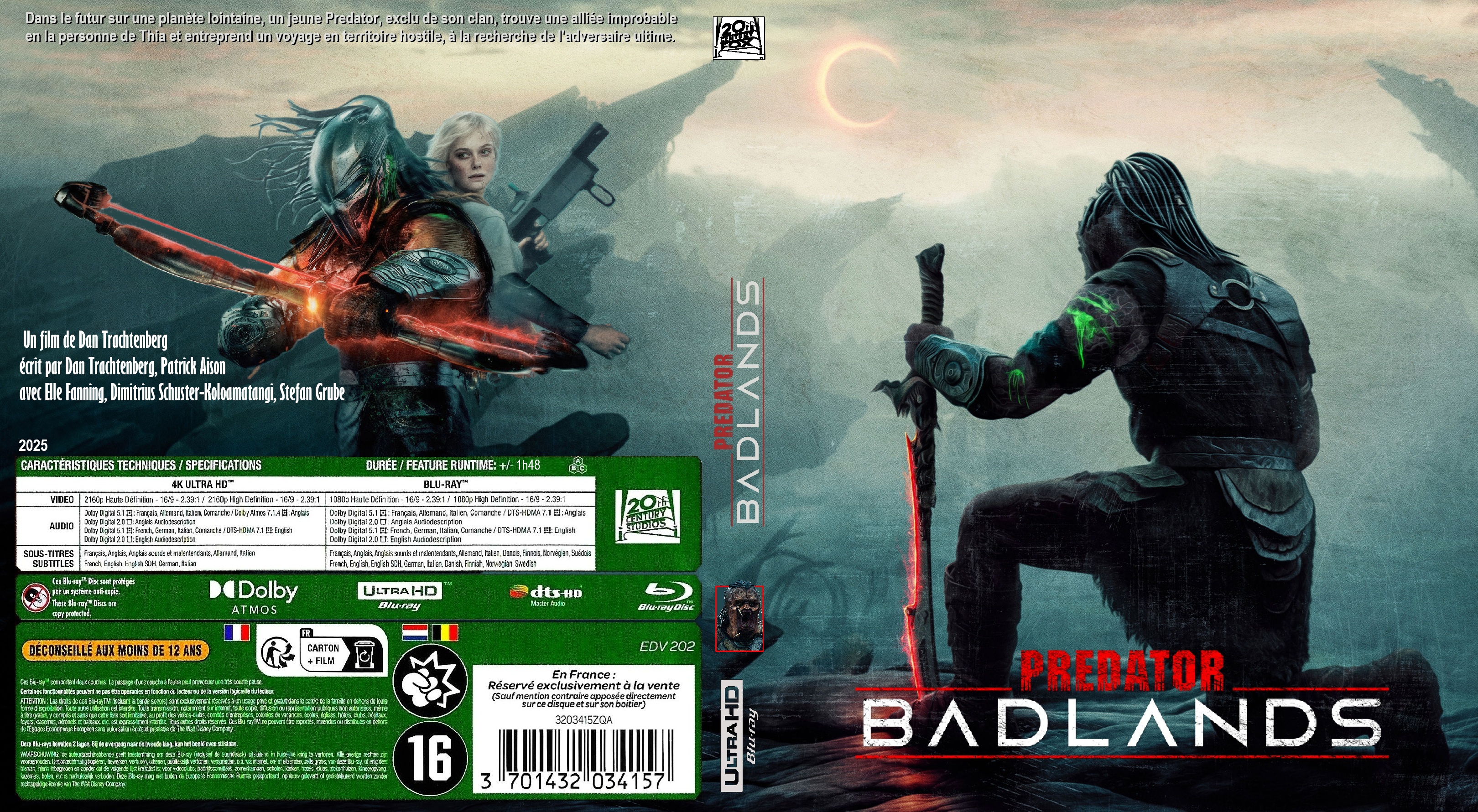 Jaquette DVD Predator Badlands 4K custom (BLU-RAY)