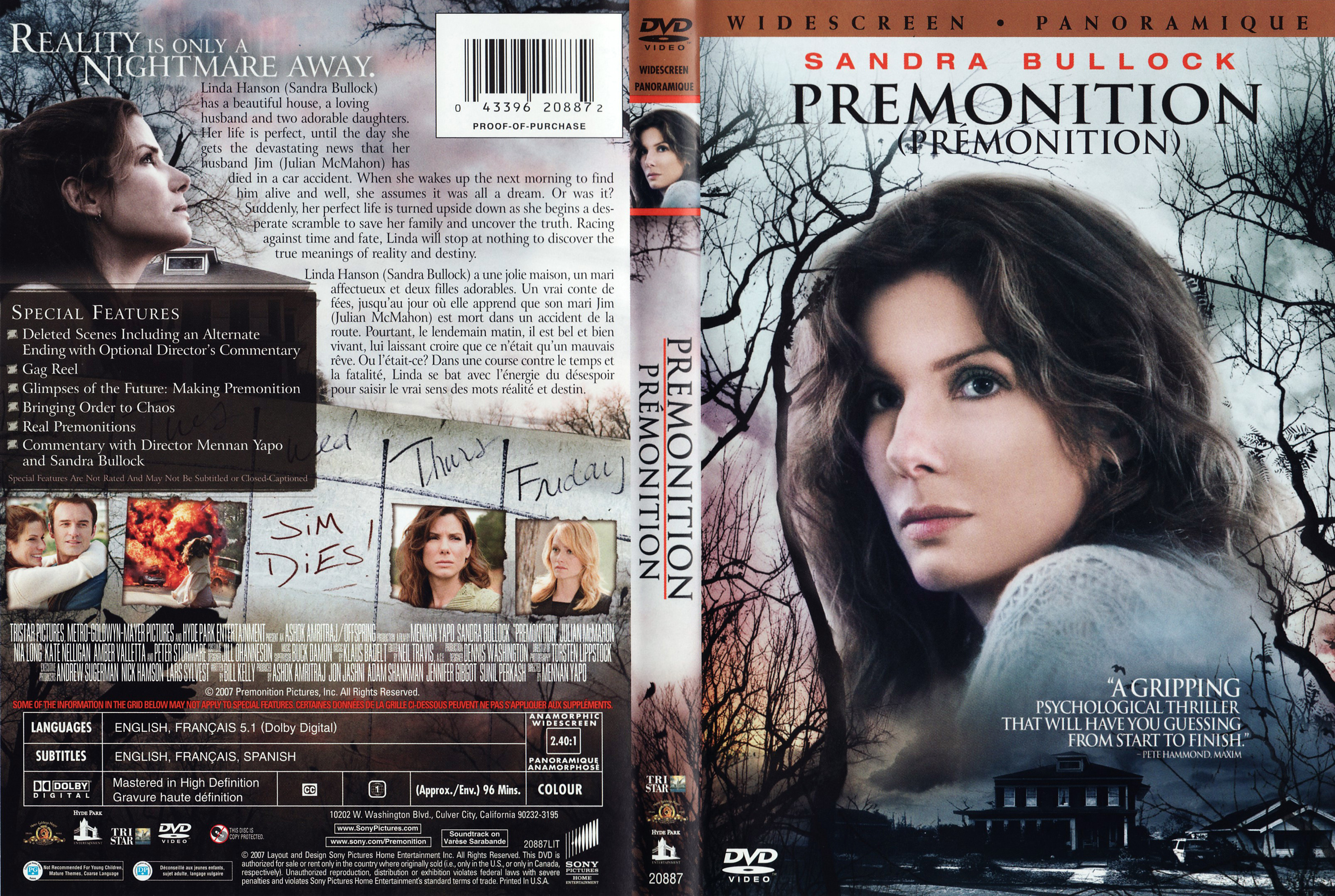 Jaquette DVD Prmonition (Sandra Bullock) (Canadienne)