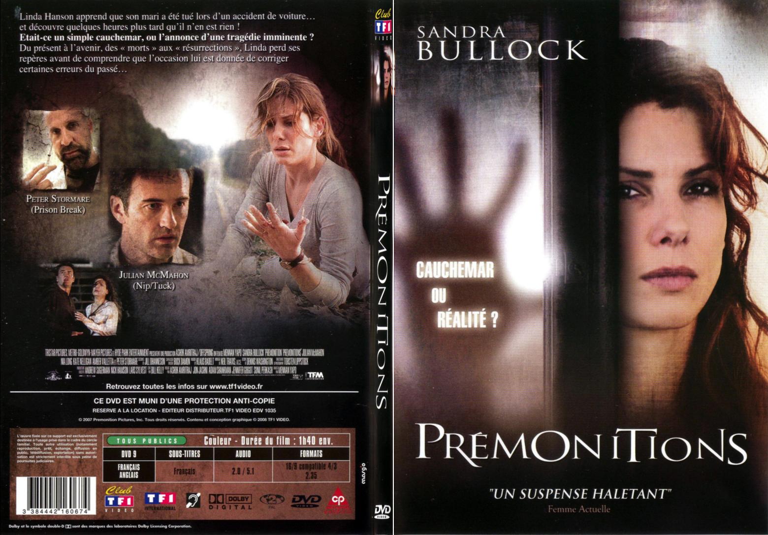 Jaquette DVD Prmonitions (Sandra Bullock) - SLIM