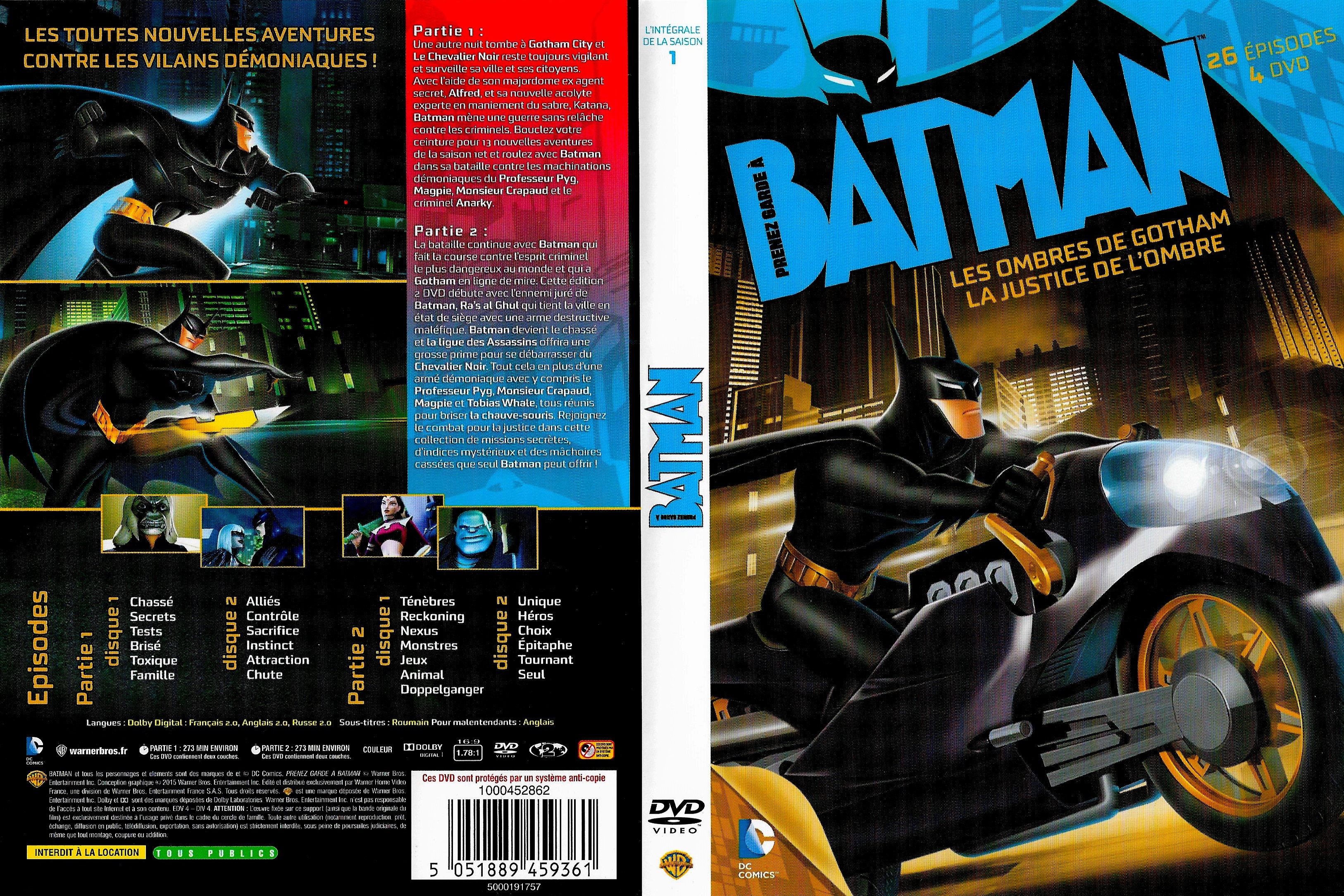 Jaquette DVD Prenez garde  Batman saison 1