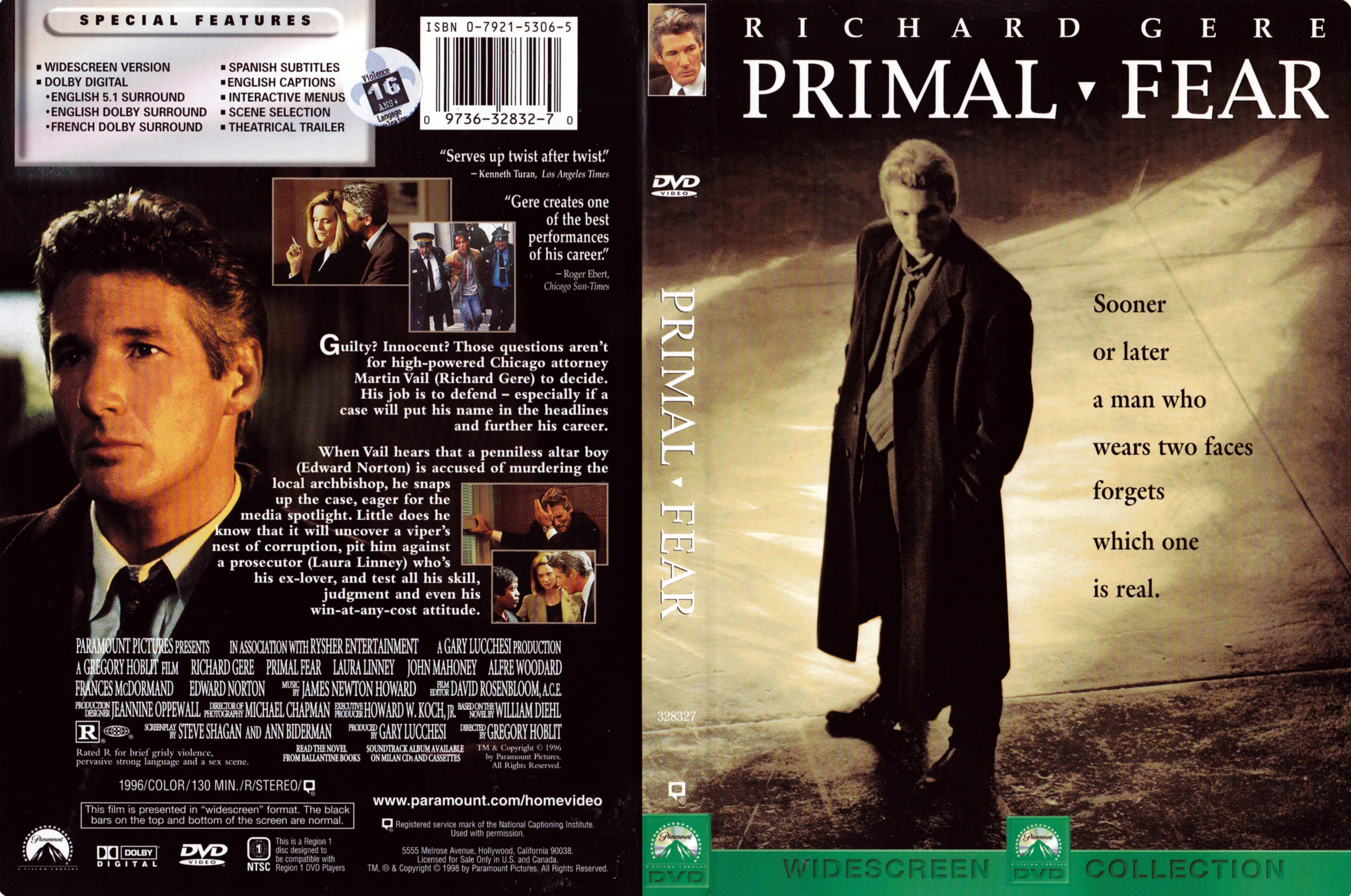 Jaquette DVD Primal Fear (Canadienne)