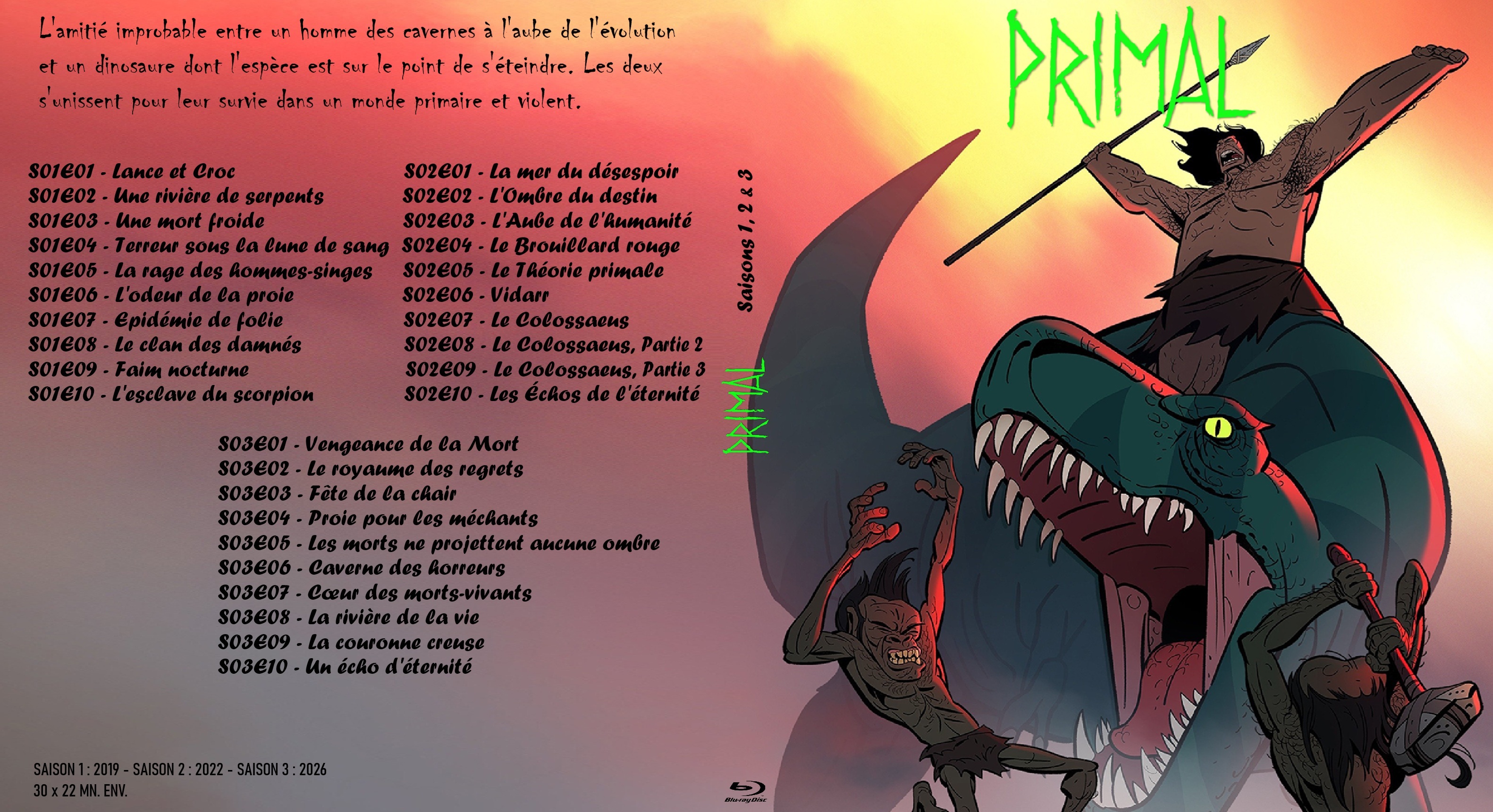 Jaquette DVD Primal saisons 1 2 3 custom (BLU-RAY)