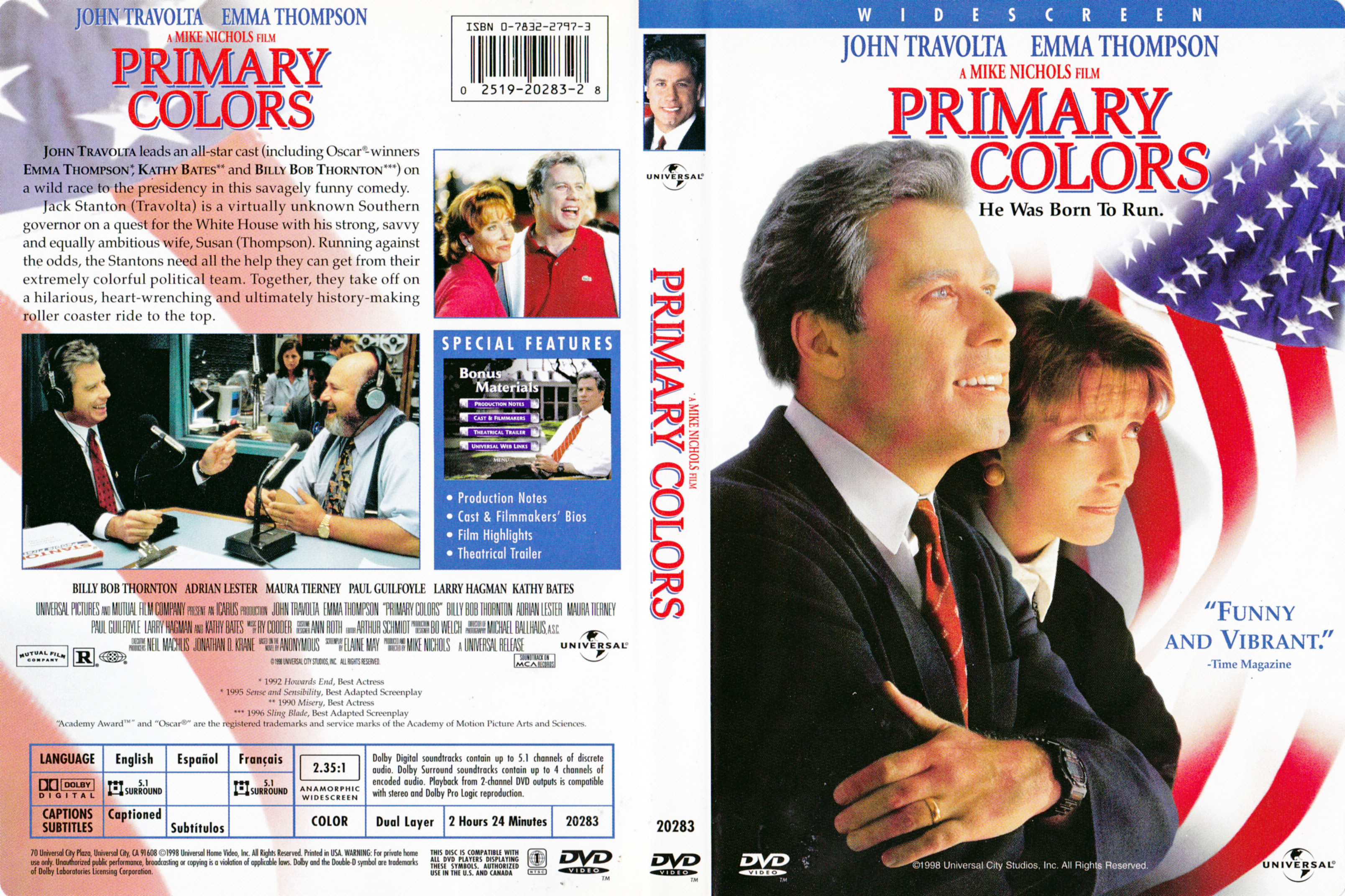 Jaquette DVD Primary colors (Canadienne)