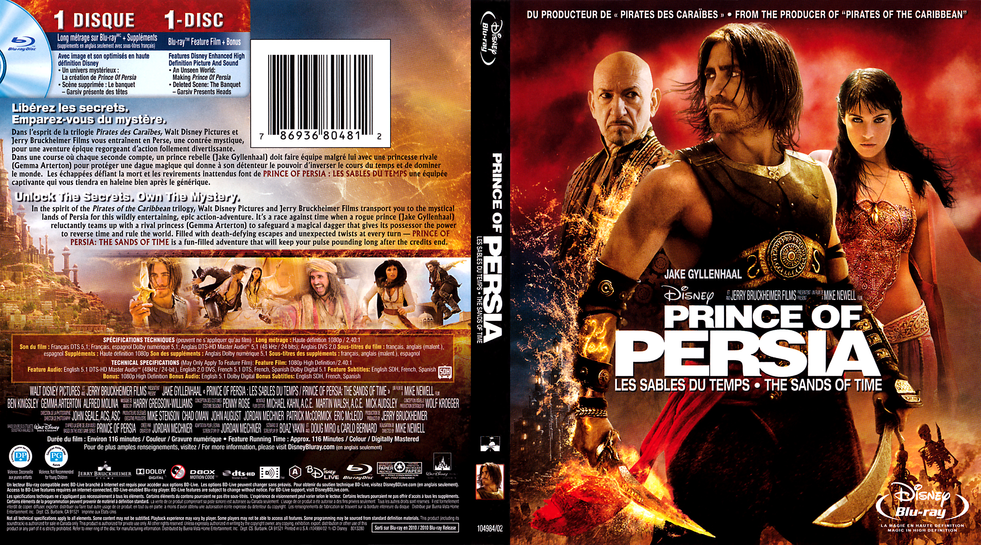 Jaquette DVD Prince of persia - les sables du temps (BLU-RAY) (Canadienne)