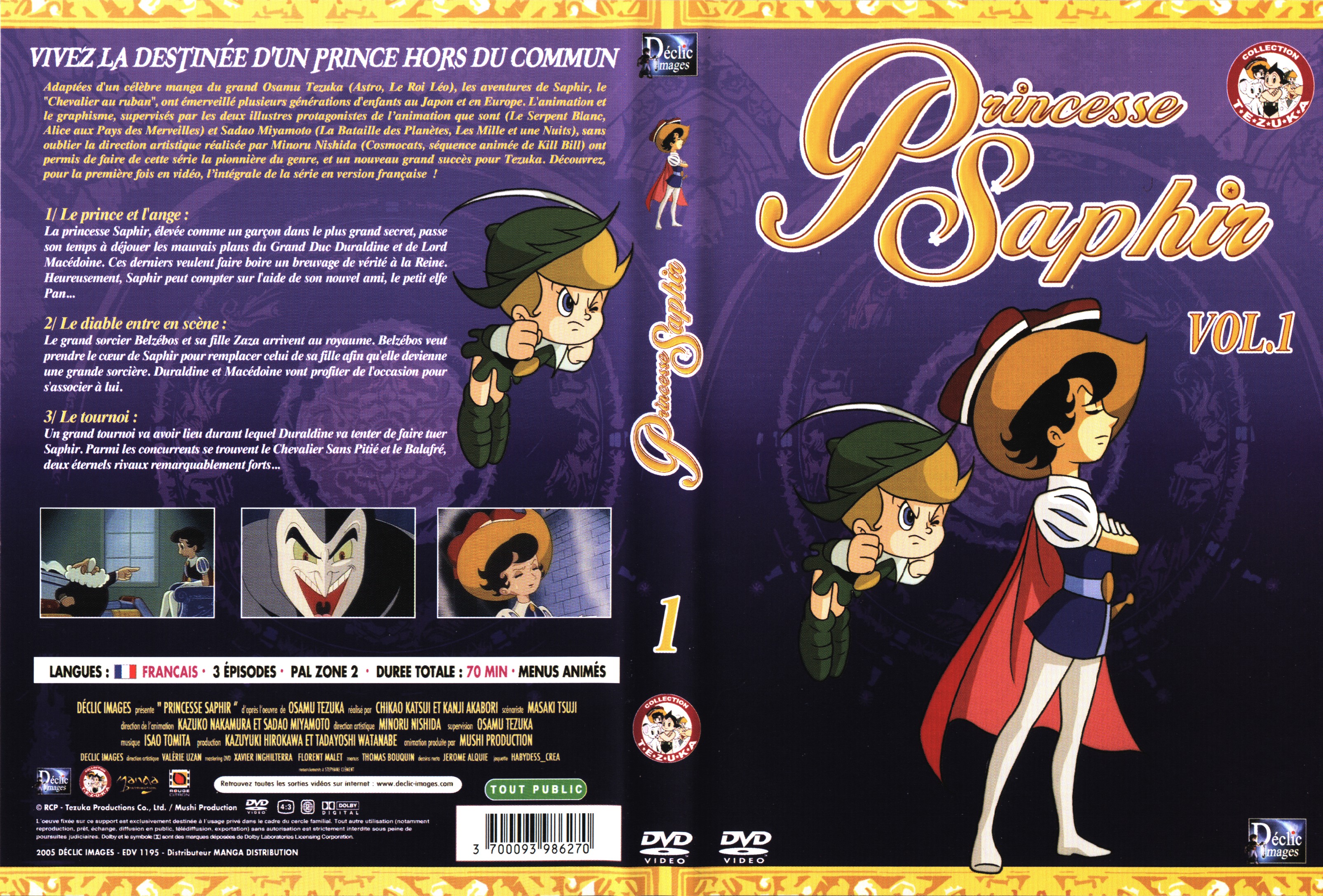 Jaquette DVD Princesse Saphir vol 01
