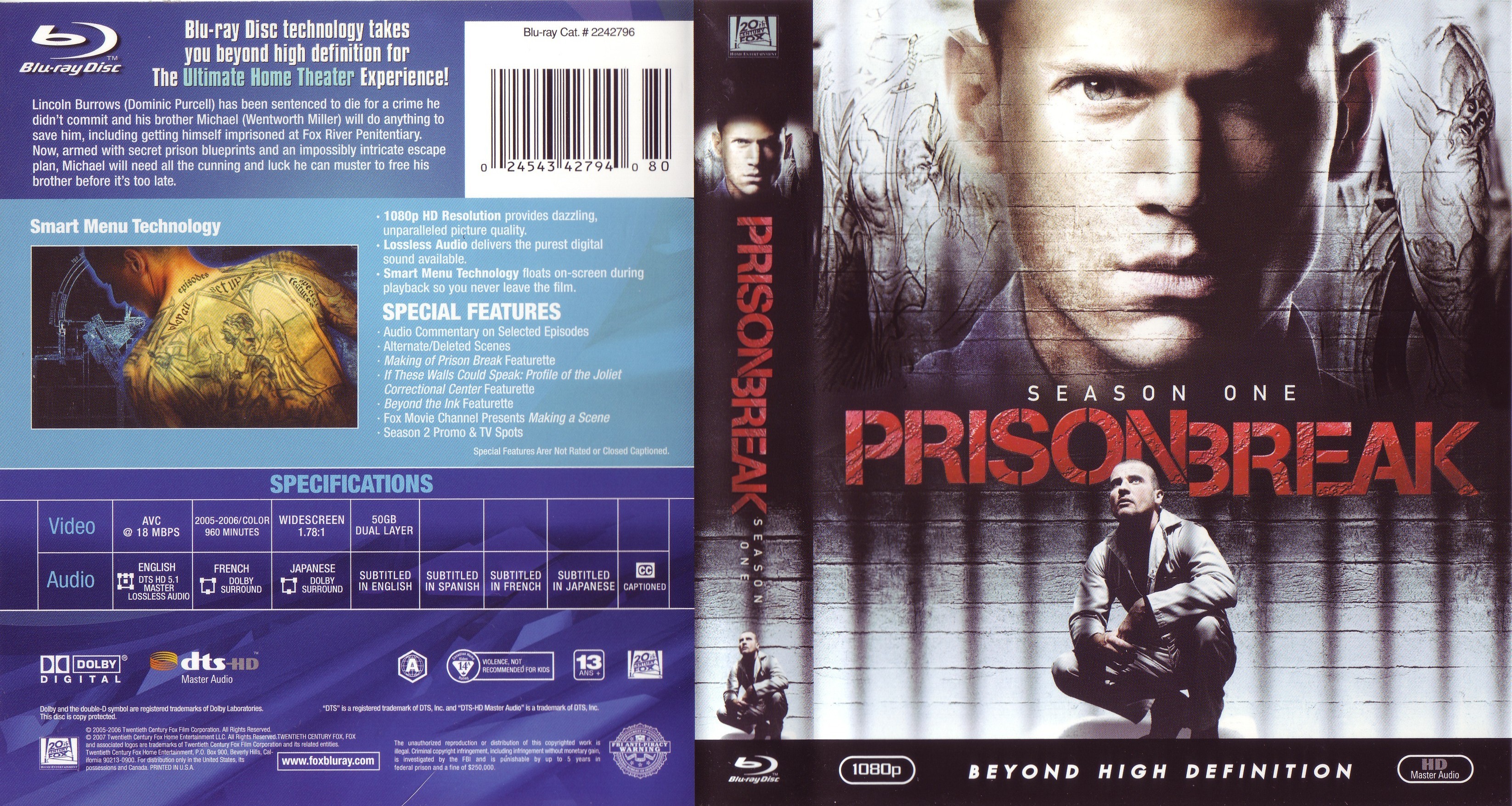 Jaquette DVD Prison break Saison 1 COFFRET Zone 1 (BLU-RAY)