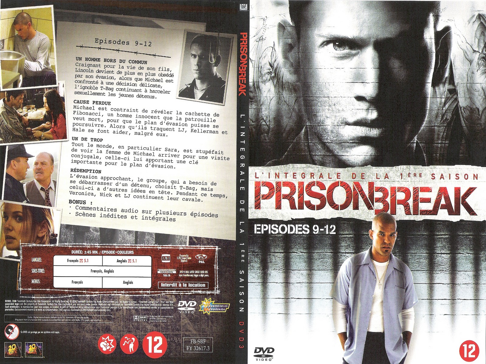 Jaquette DVD Prison break saison 1 dvd 3 - SLIM