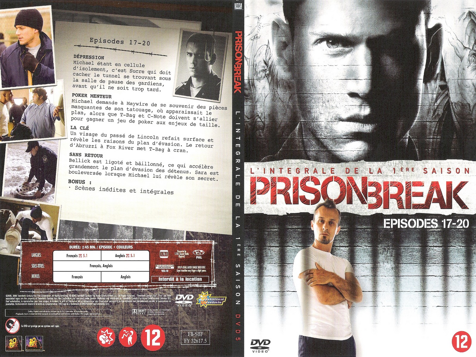 Jaquette DVD Prison break saison 1 dvd 5 - SLIM