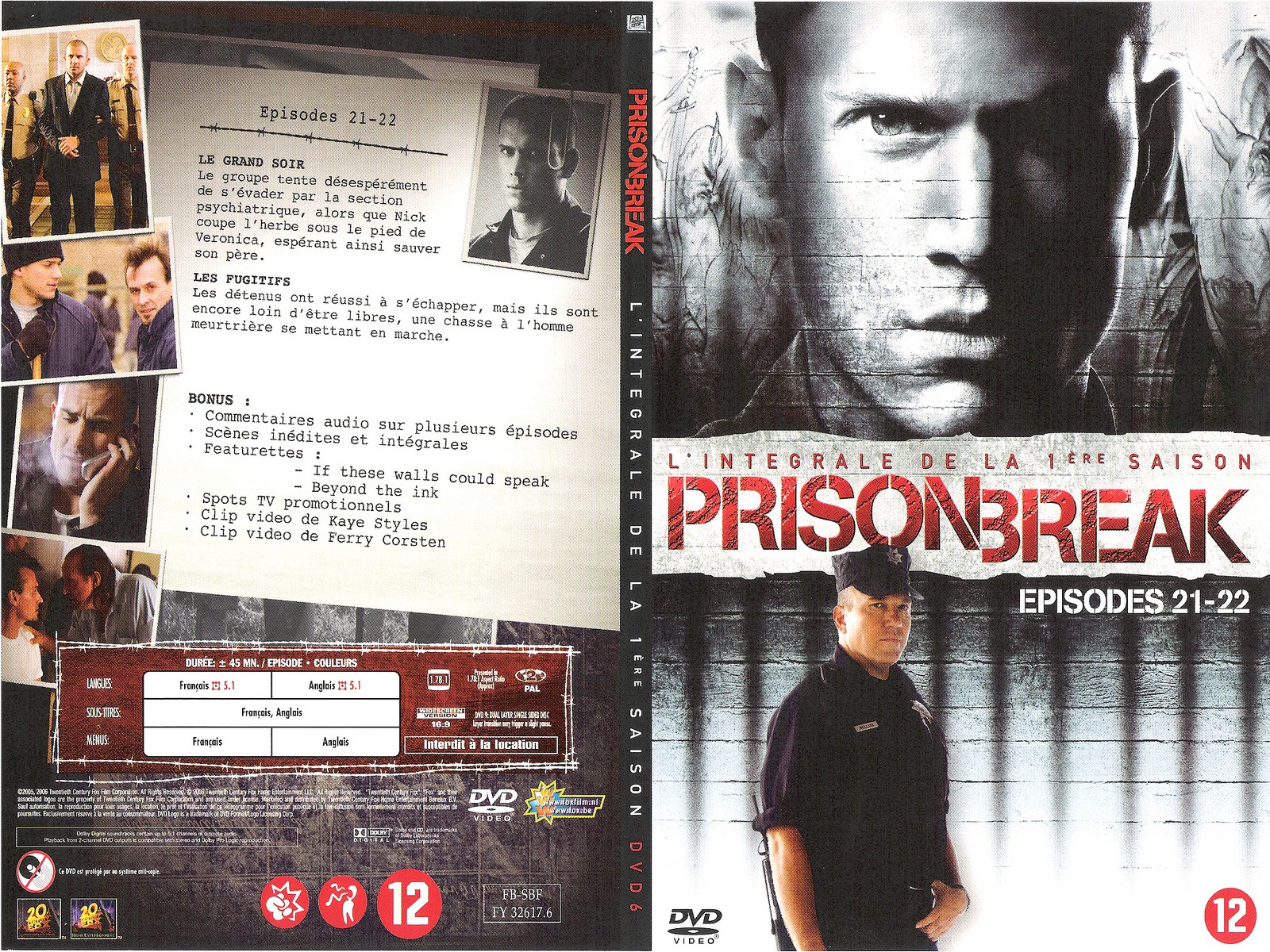 Jaquette DVD Prison break saison 1 dvd 6 - SLIM