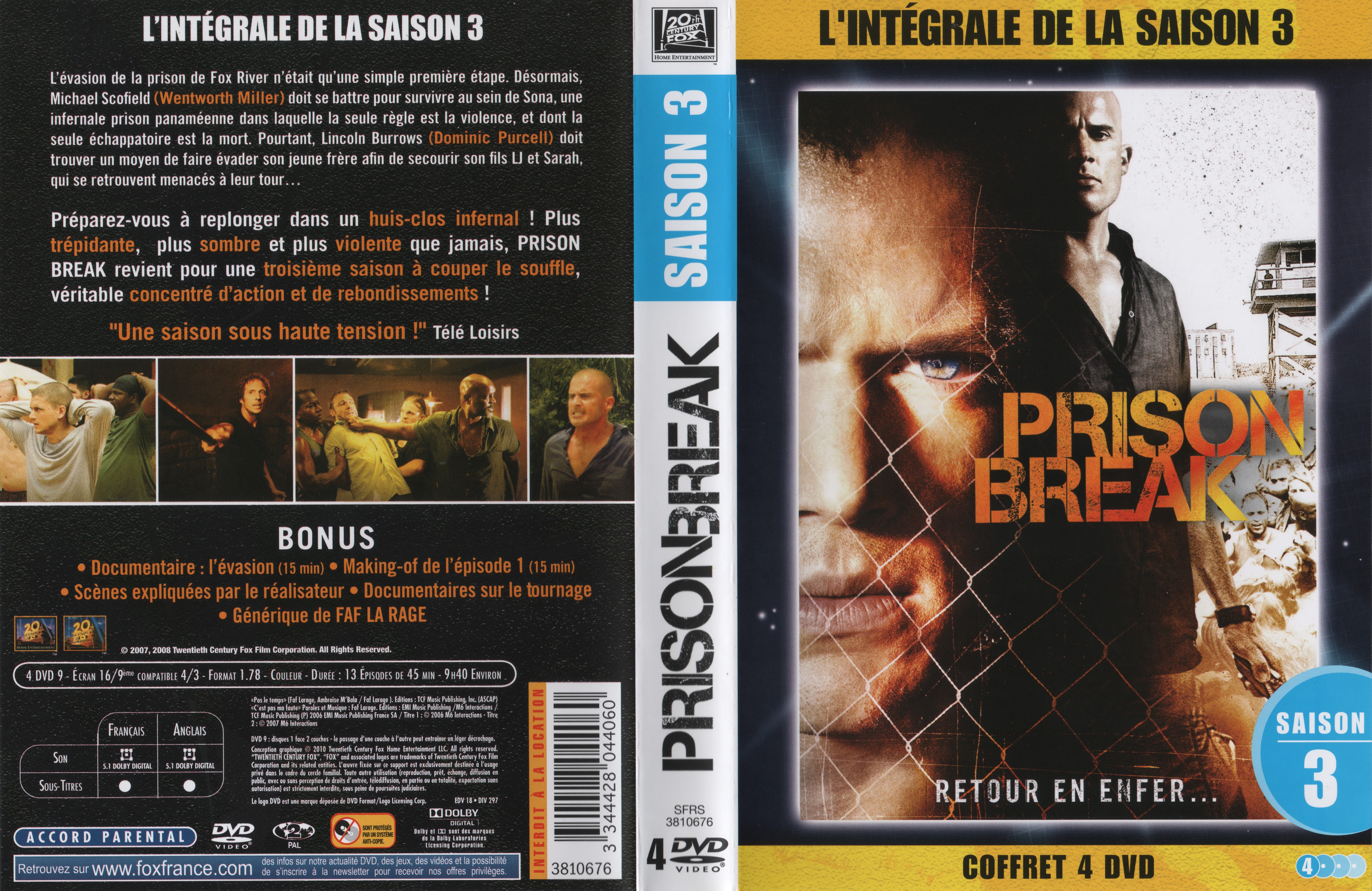 Jaquette DVD Prison break saison 3 COFFRET v2