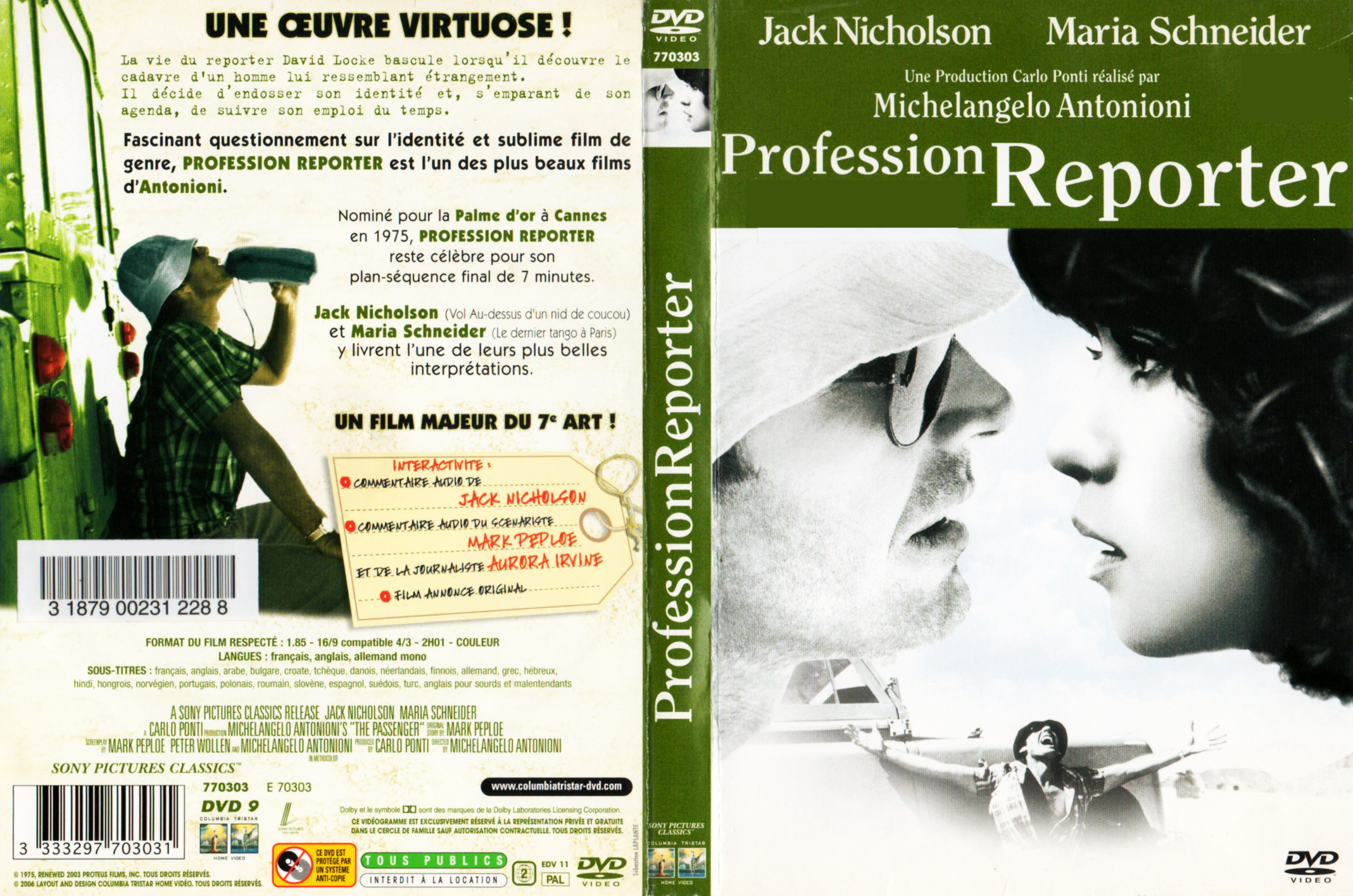 Jaquette DVD Profession : reporter