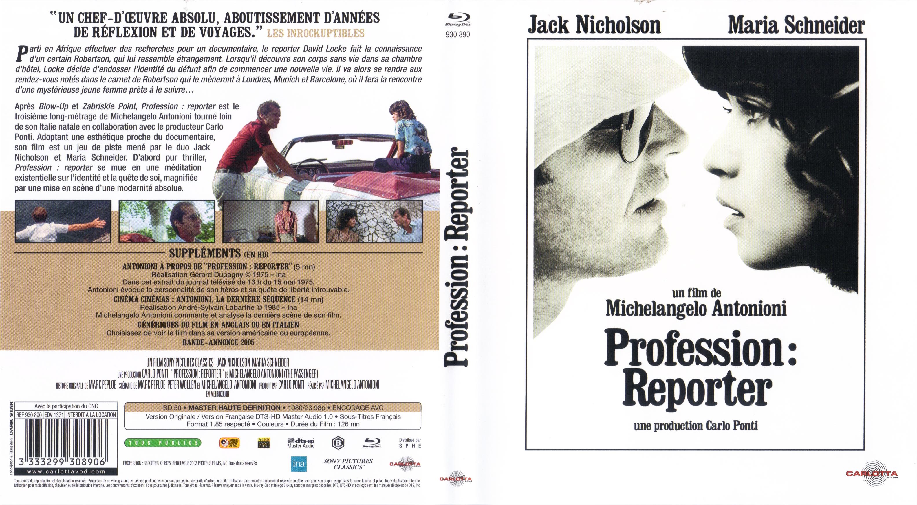 Jaquette DVD Profession : reporter (BLU-RAY)