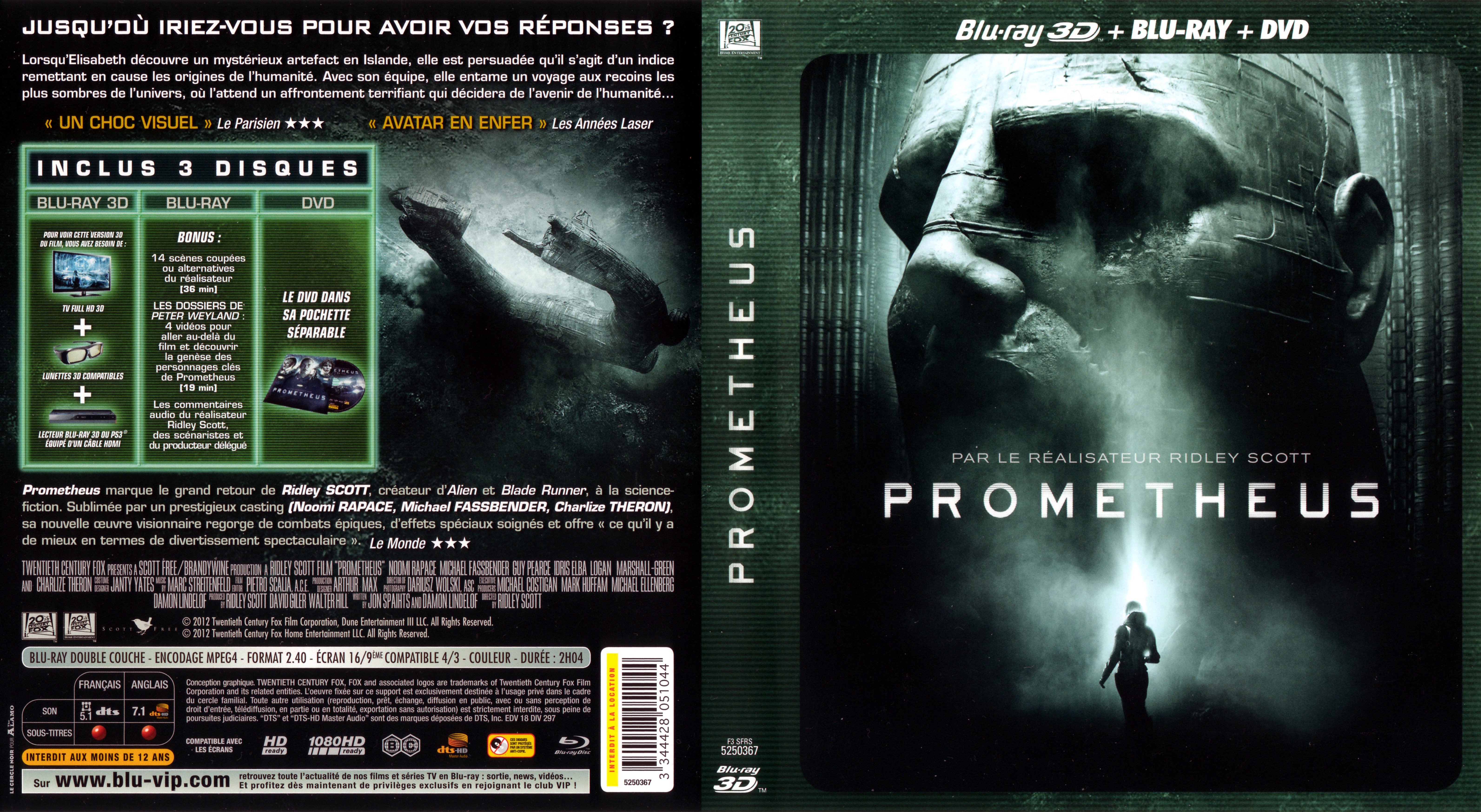 Jaquette DVD Prometheus 3D (BLU-RAY) v2