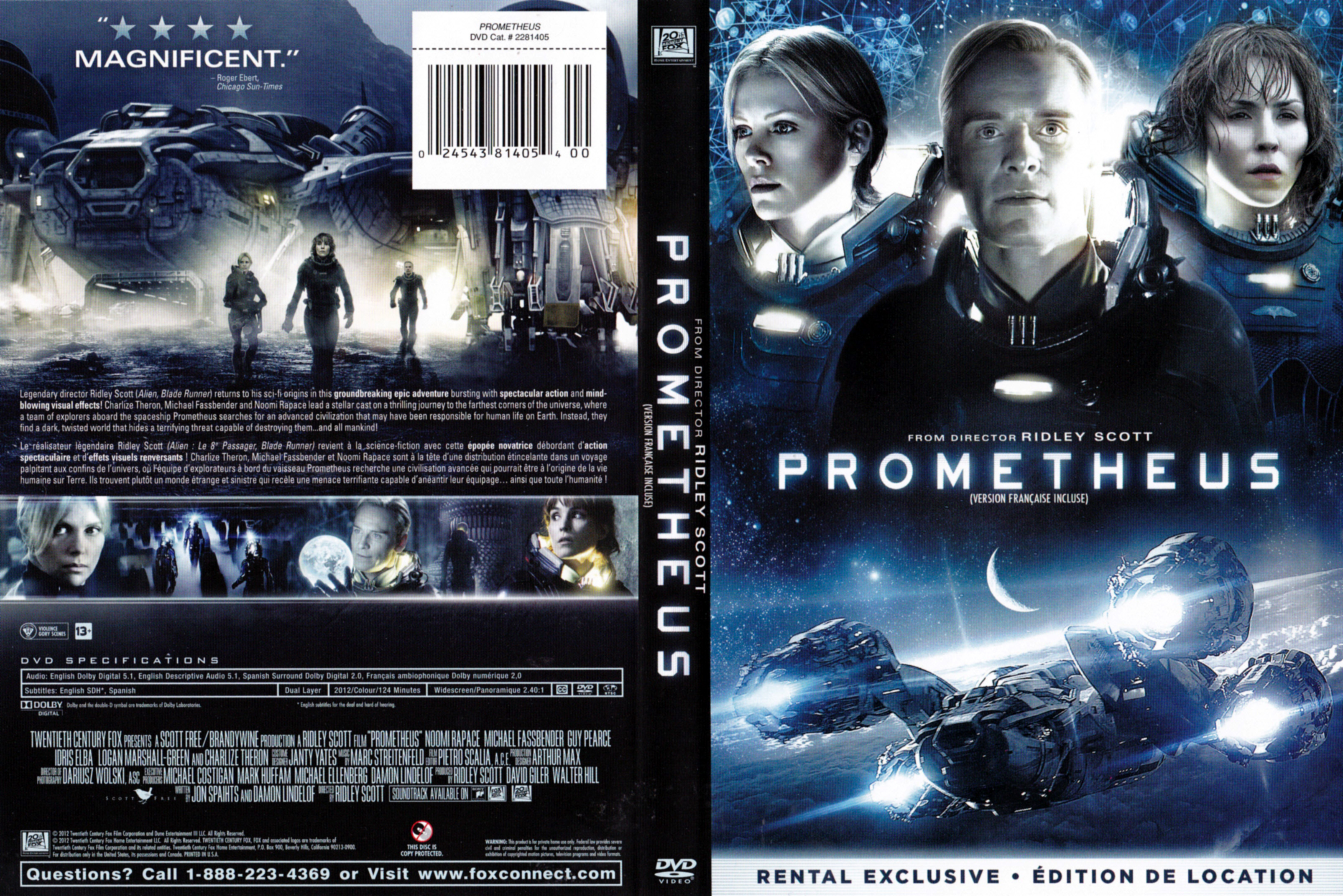 Jaquette DVD Prometheus (Canadienne)