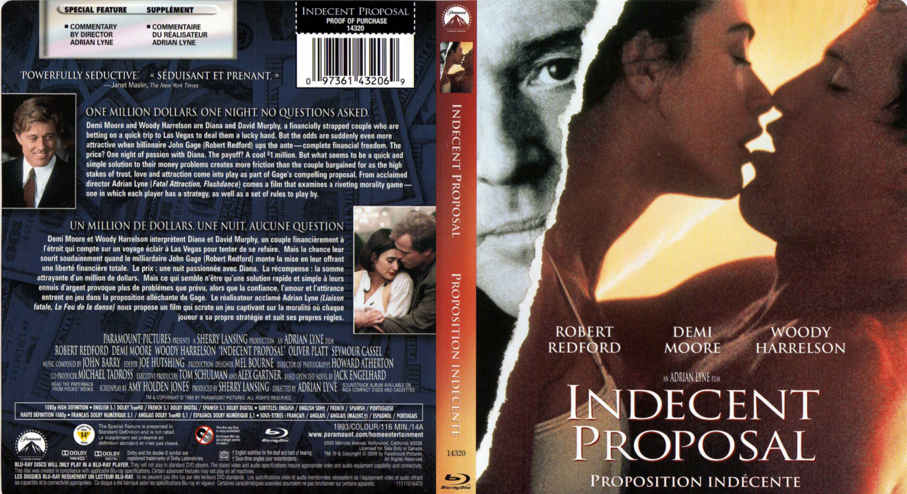 Jaquette DVD Proposition indcente - Indecent proposal (BLU-RAY) (Canadienne)