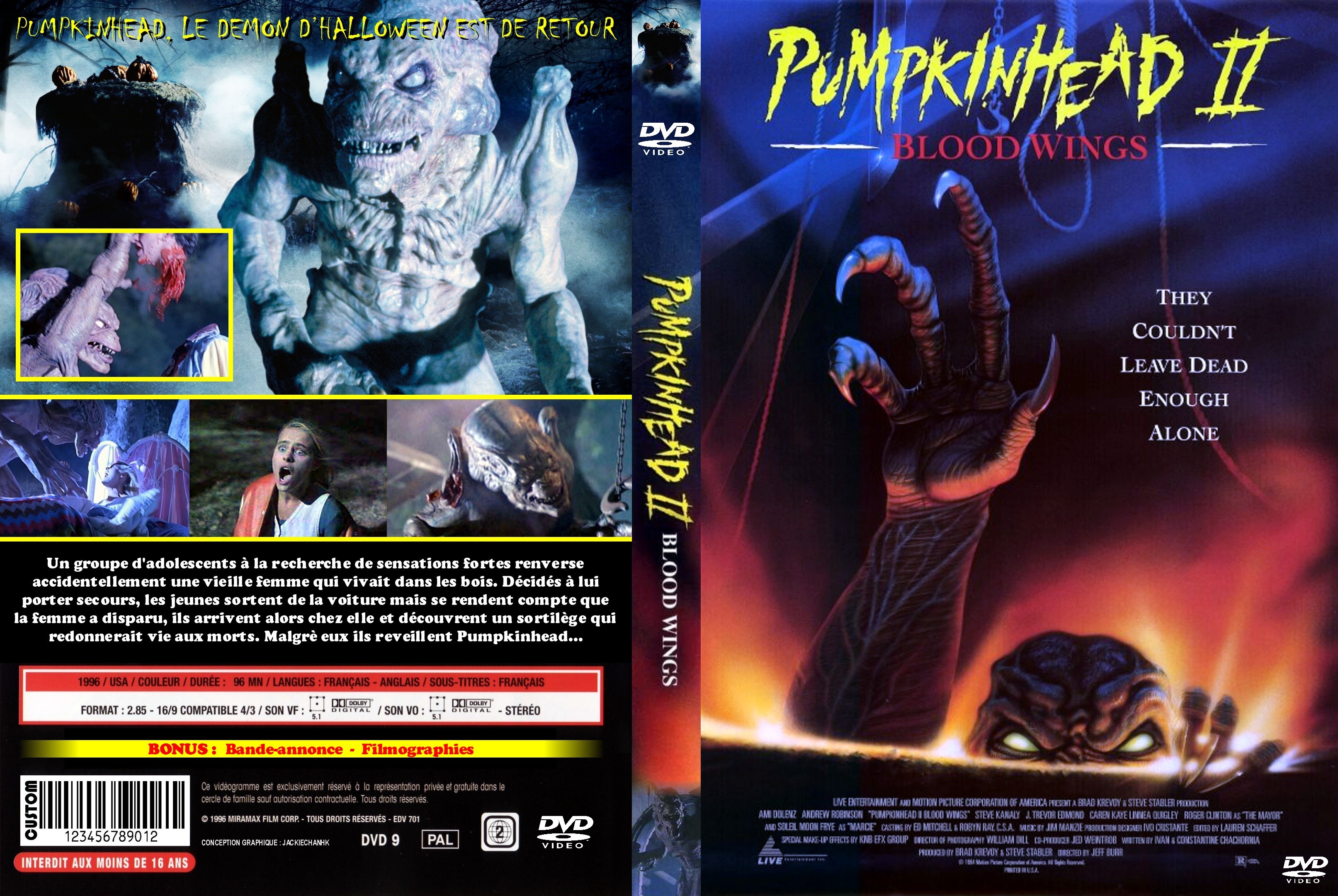 Jaquette DVD Pumpkinhead 2 Blood Wings custom