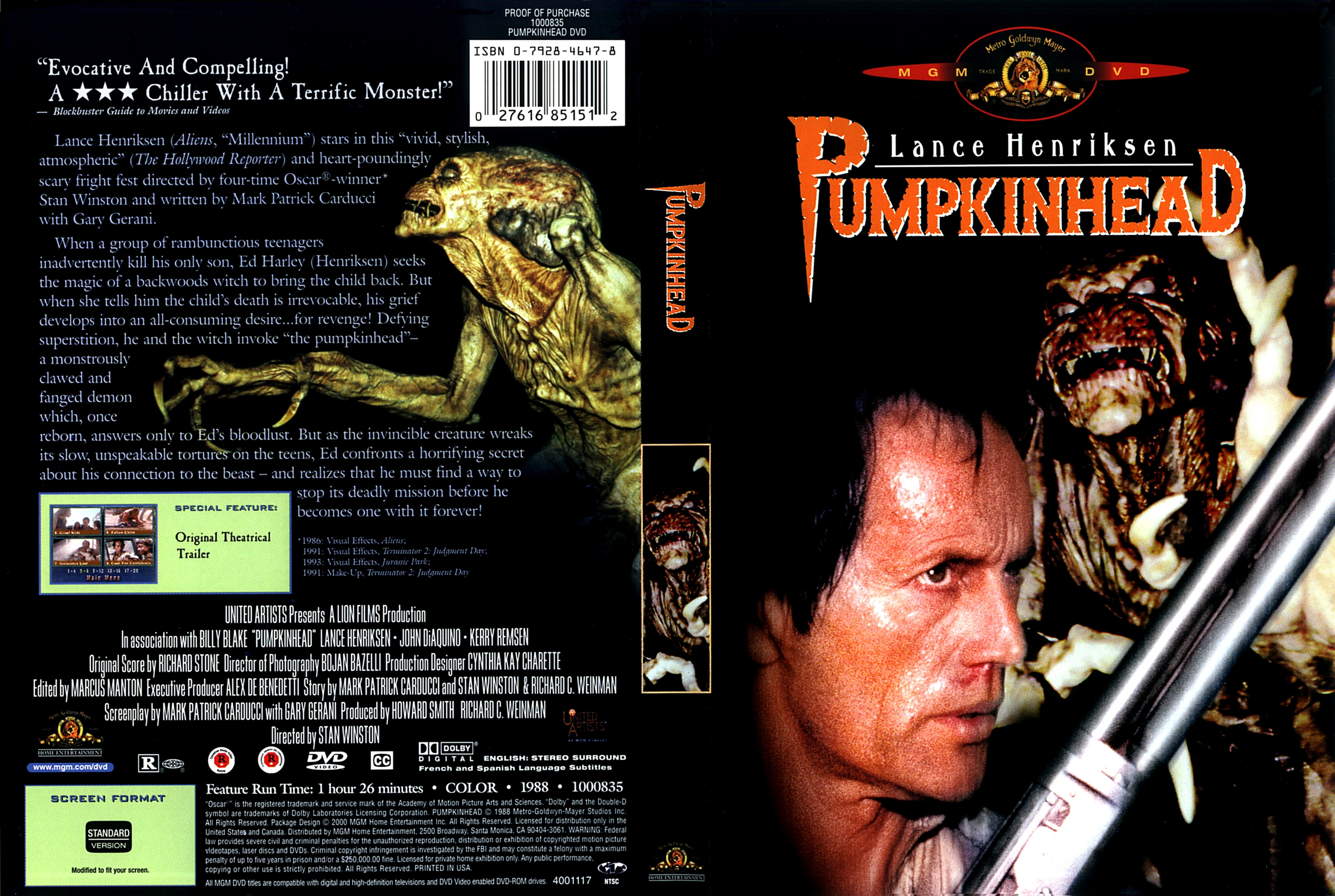 Jaquette DVD Pumpkinhead (1988) Zone 1 v2