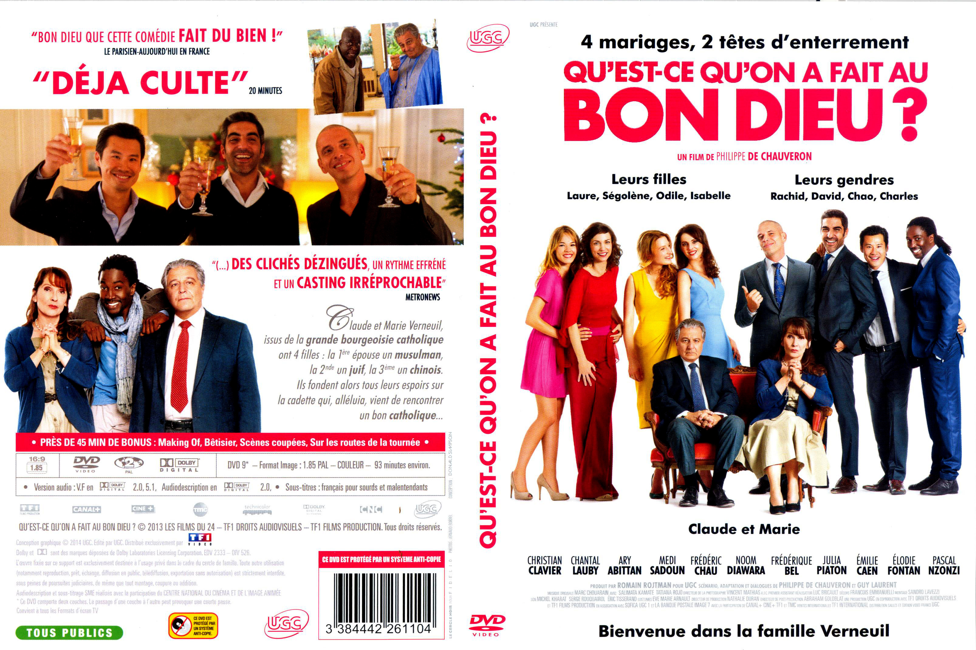 Jaquette DVD de Qu'est-ce qu'on a fait au Bon Dieu - Cinéma Passion - Casting Quest Ce Quon A Tous Fait Au Bon Dieu