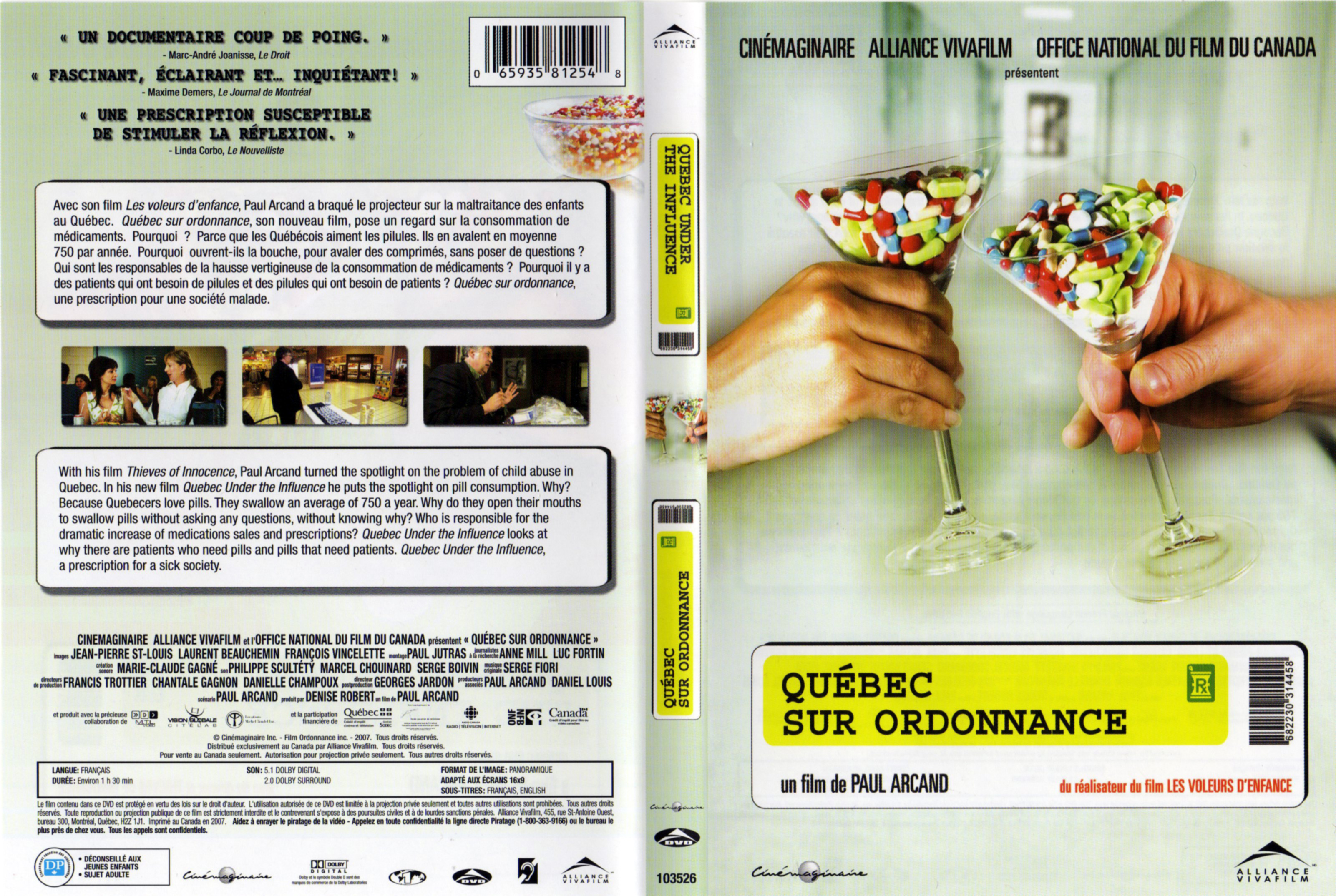 Jaquette DVD Qubec sur Ordonnance
