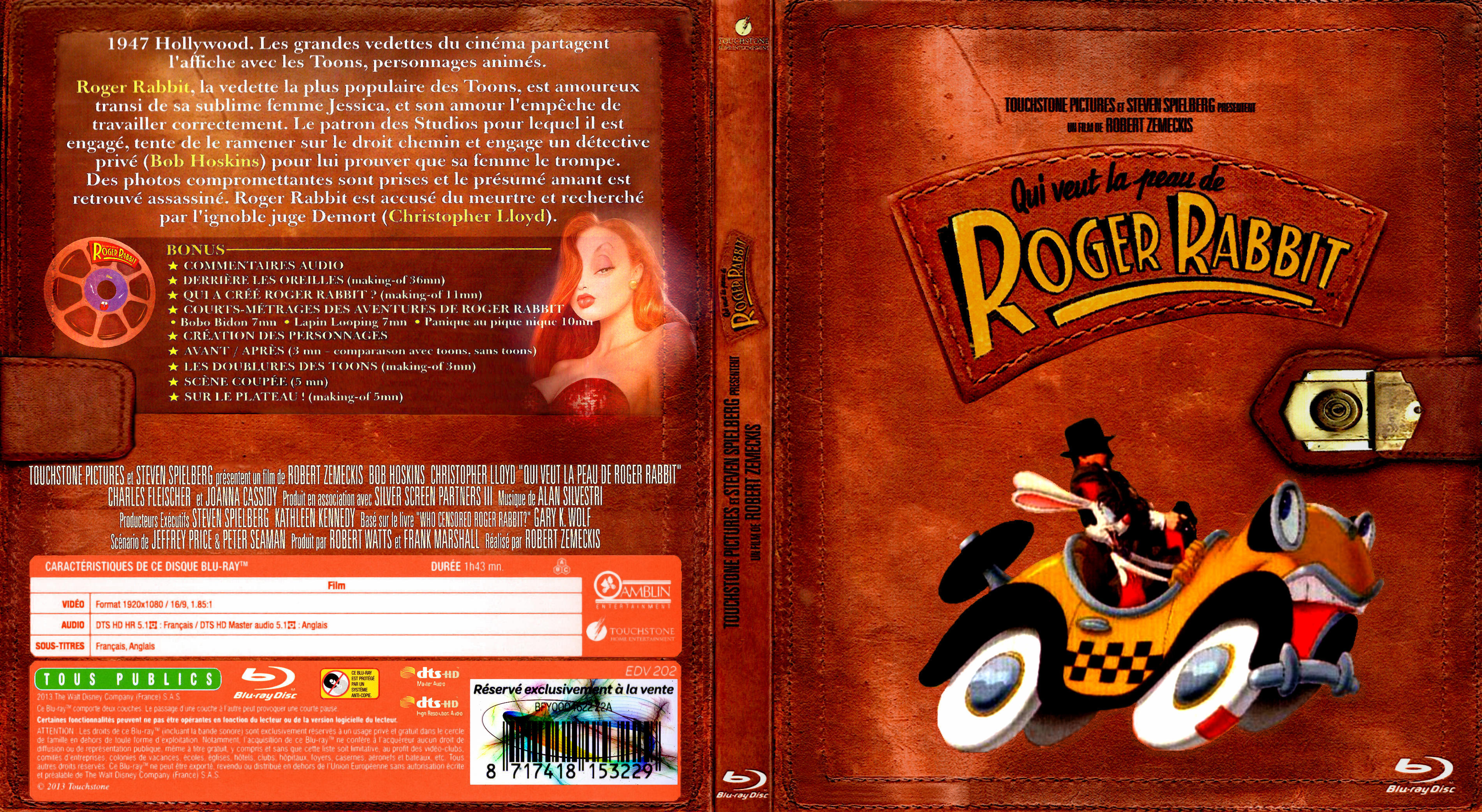 Jaquette DVD Qui veut la peau de Roger Rabbit (BLU-RAY) v2