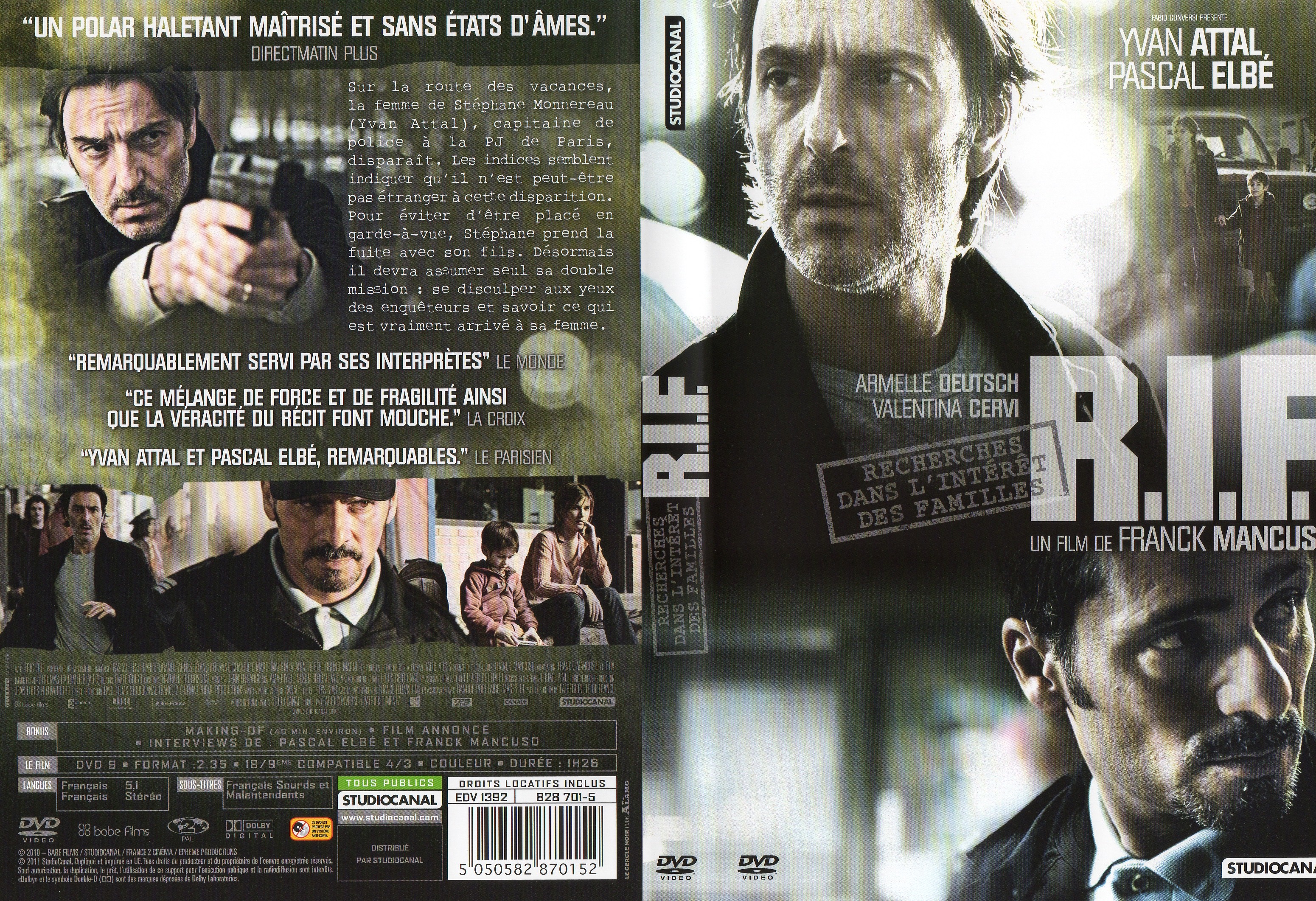 Jaquette DVD R.I.F. (Recherches dans l