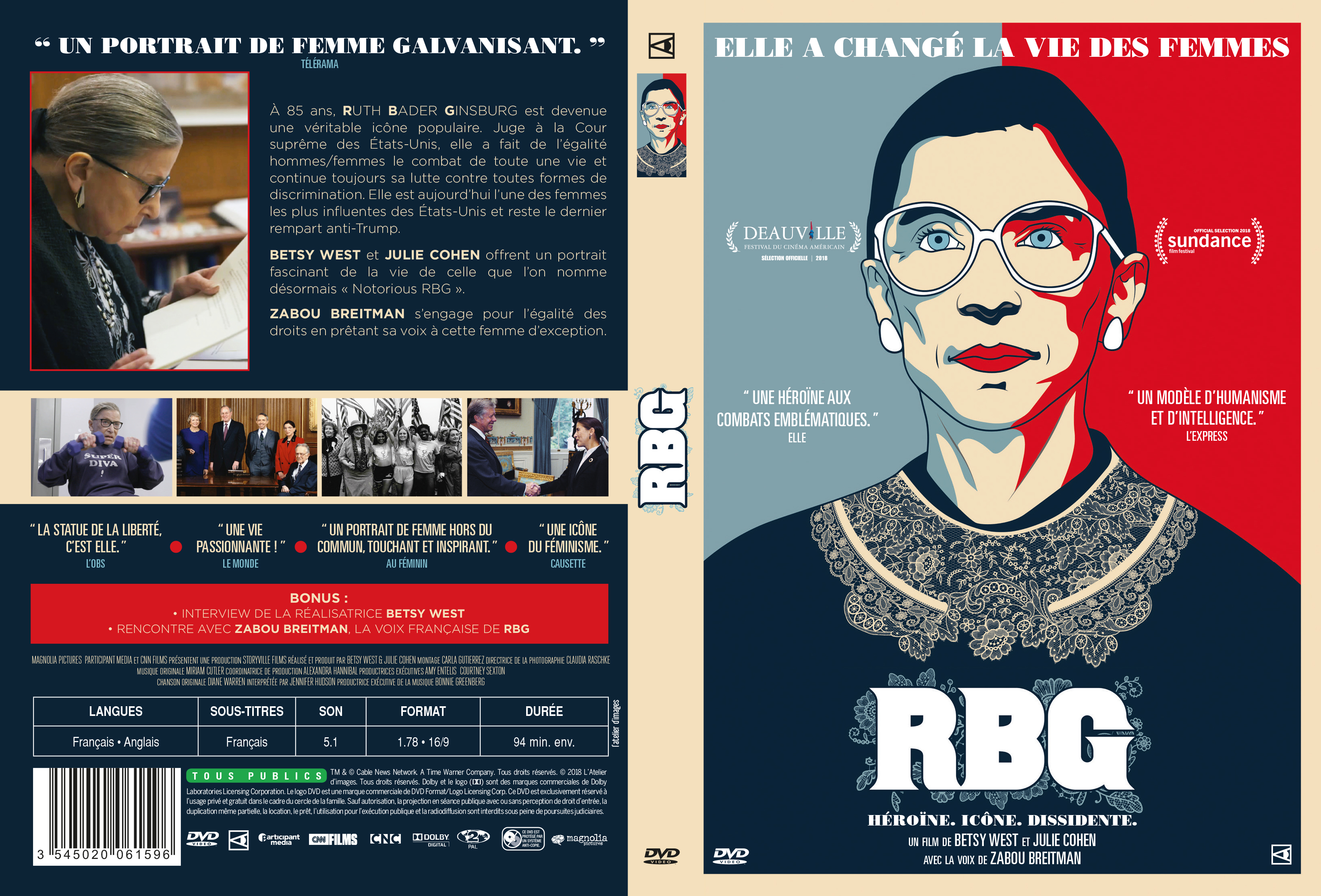 Jaquette DVD RBG Ruth Bader Ginsburg