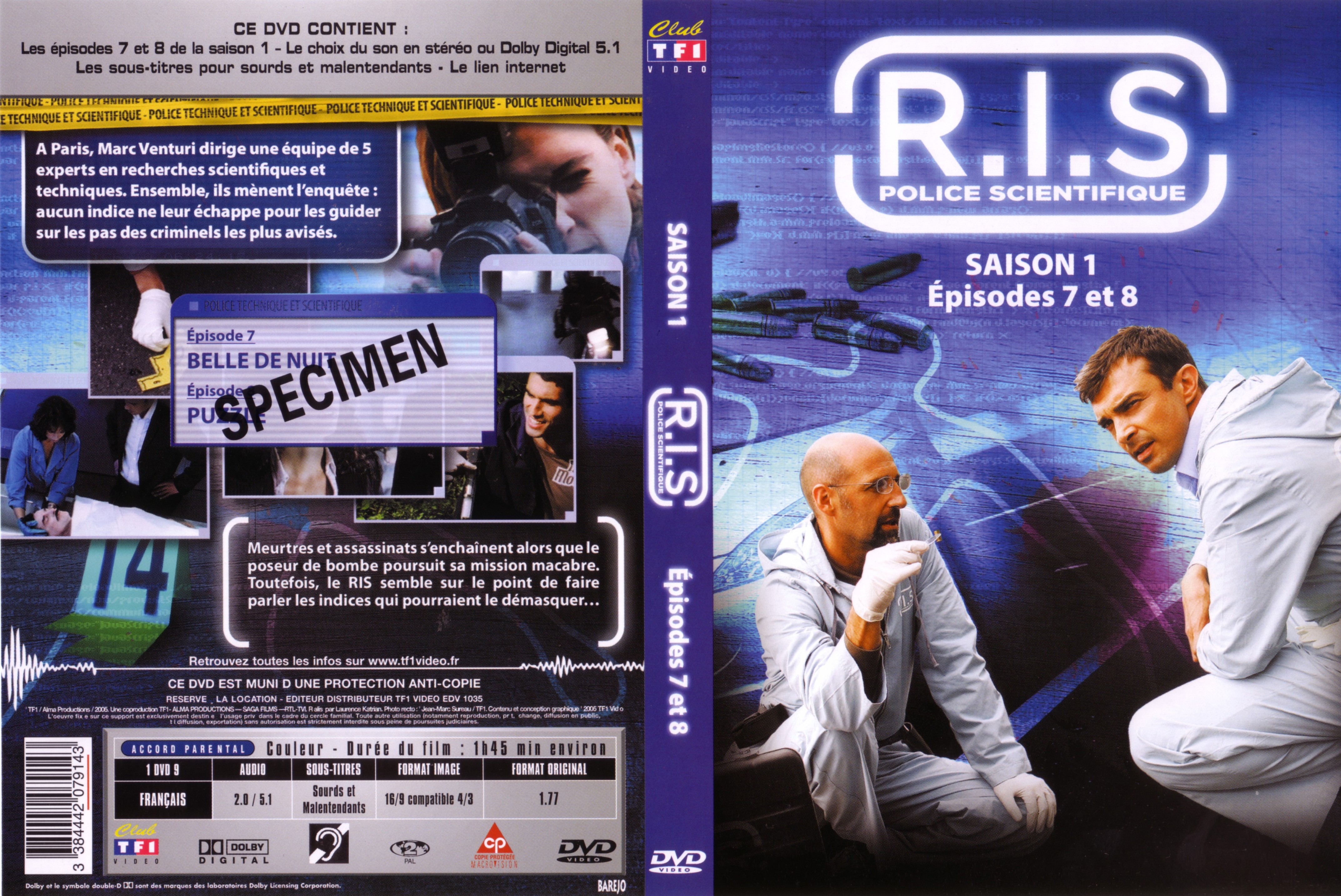 Jaquette DVD RIS police scientifique Saison 1 vol 3