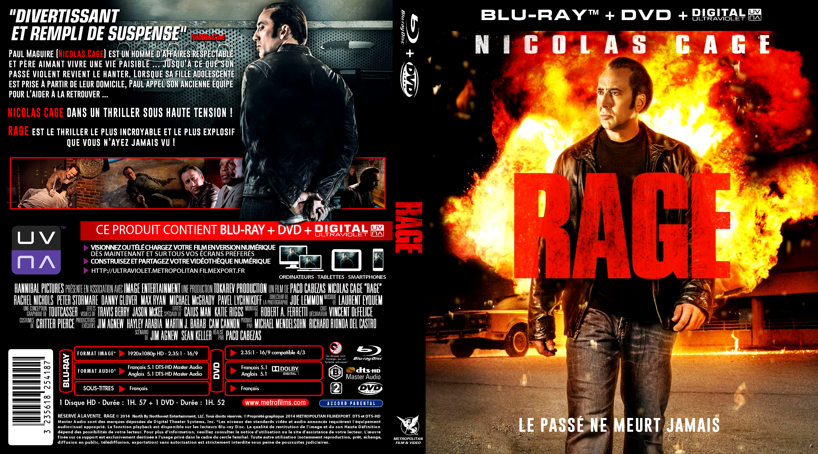 Jaquette DVD Rage (2014) custom (BLU-RAY)