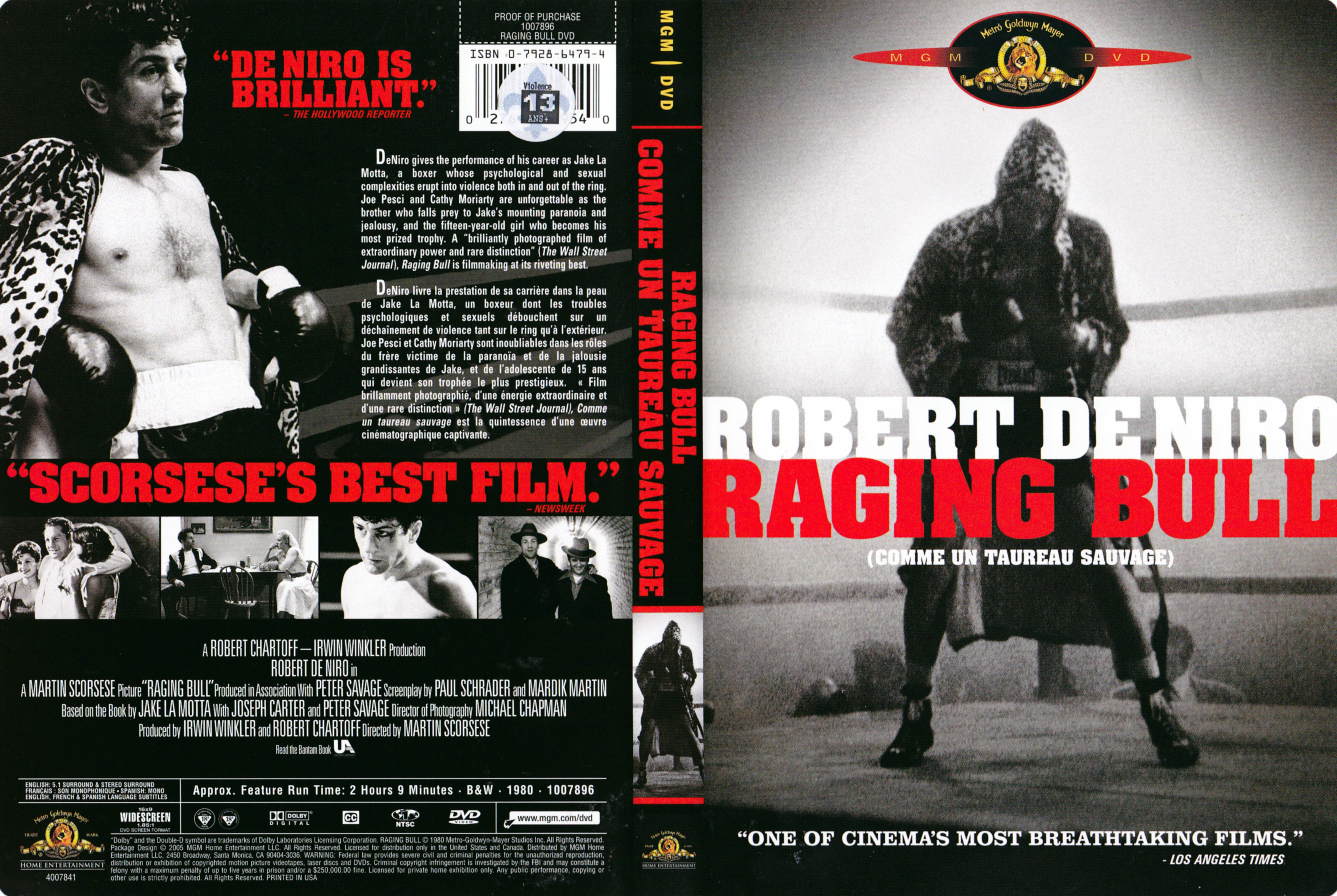 Jaquette DVD Raging Bull - Comme un taureau sauvage (Canadienne)