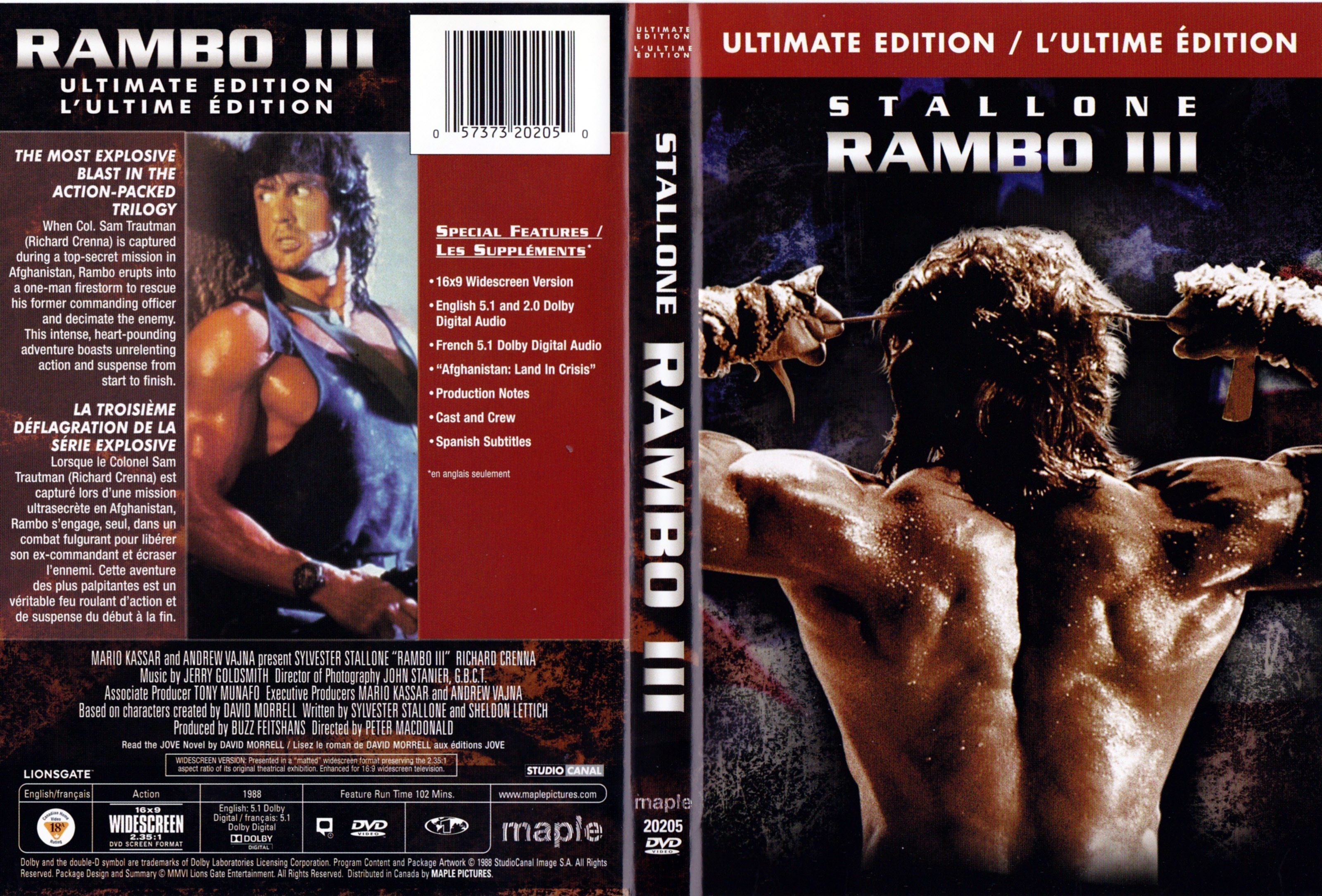 Jaquette DVD Rambo 3 (Canadienne)