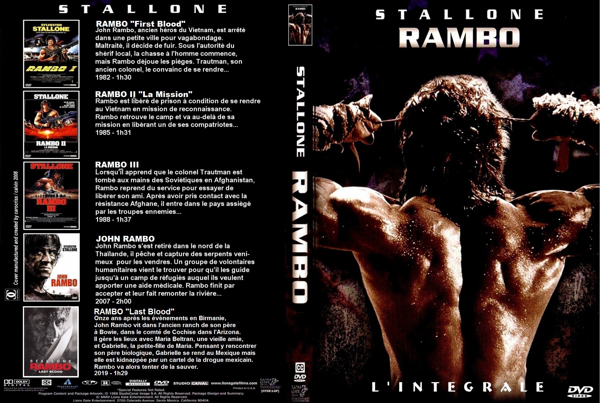 Jaquette DVD Rambo integrales 5 films Custom 
