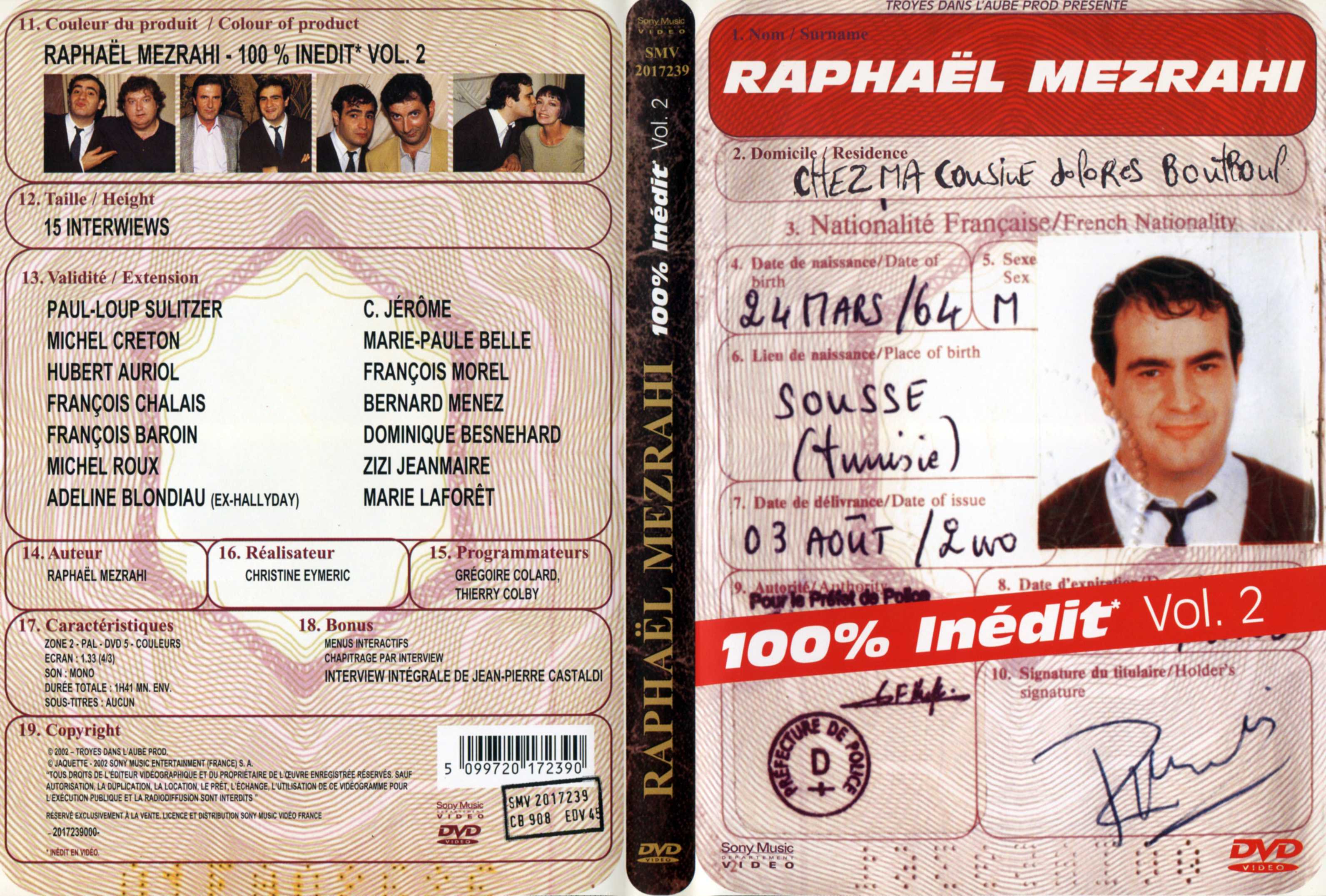 Jaquette DVD Raphael Mezrahi 100 inedit vol 2