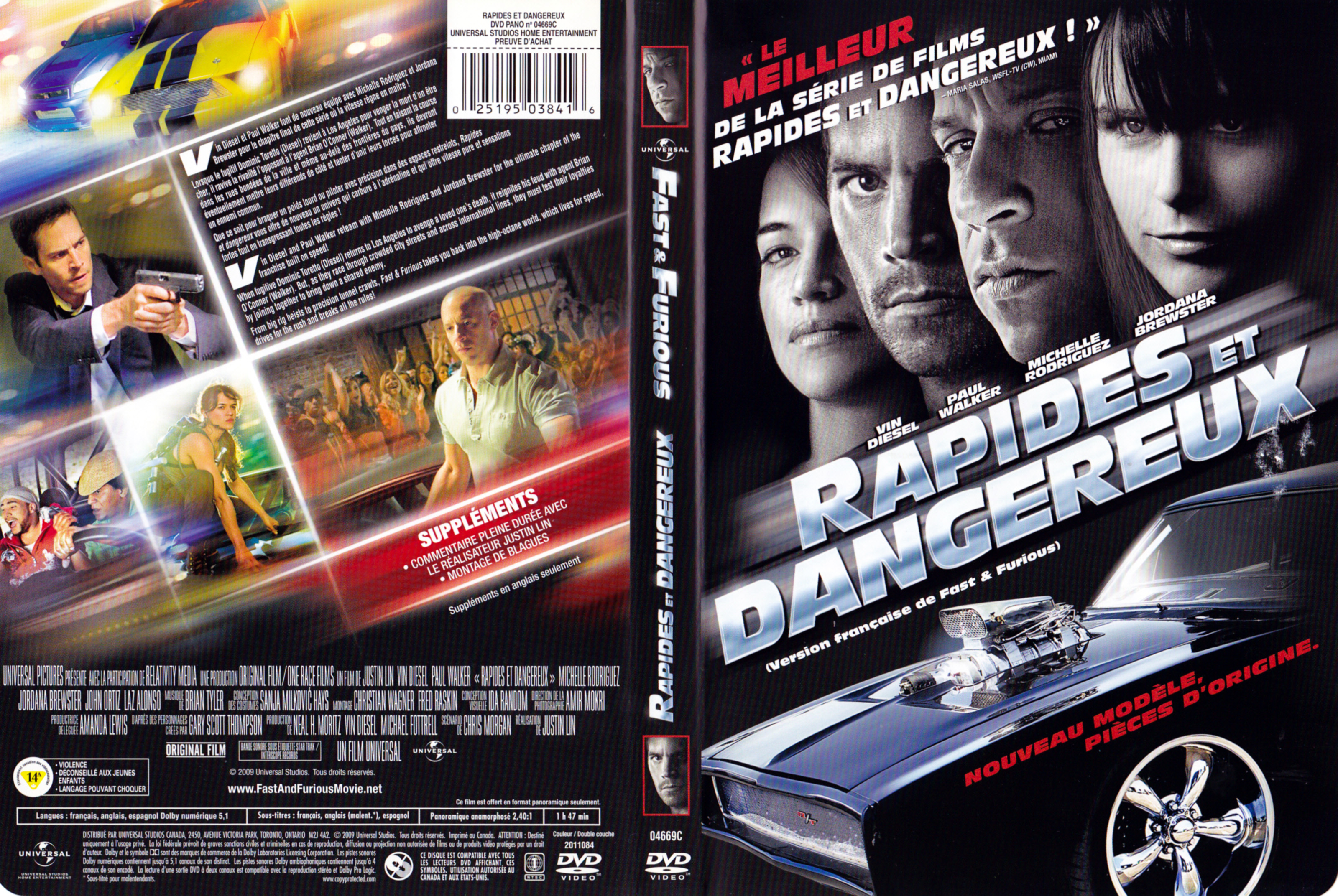 Jaquette DVD Rapides et dangereux - Fast and furious (Canadienne)