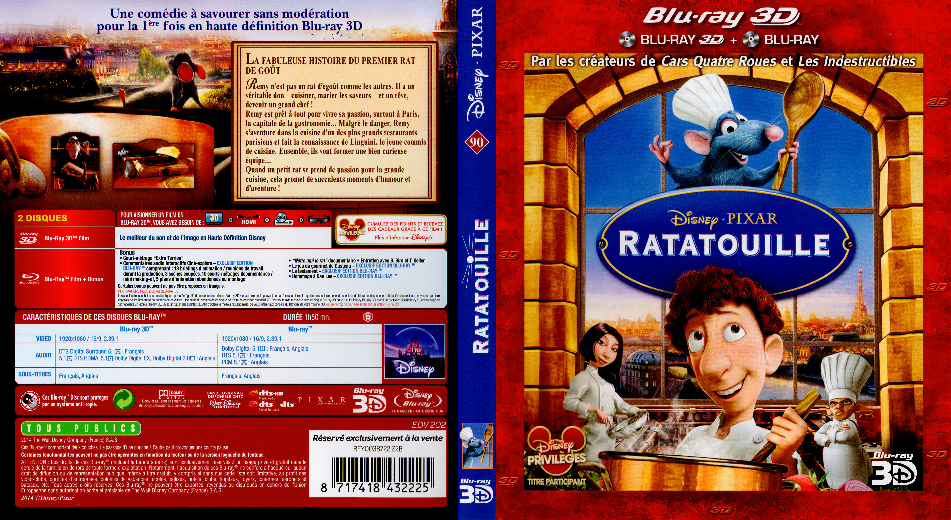 Jaquette DVD Ratatouille 3D (BLU-RAY)