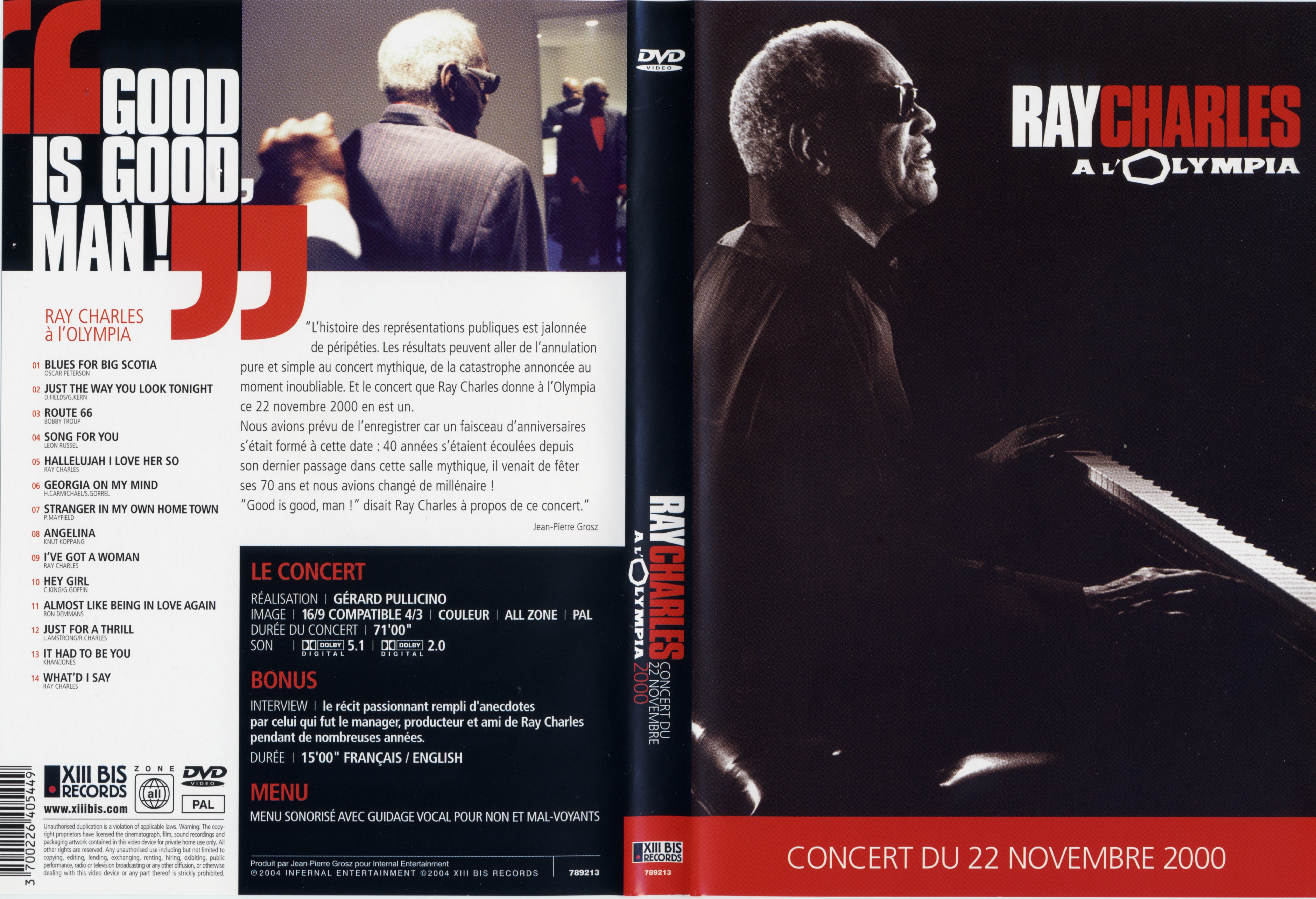 Jaquette DVD Ray Charles  l