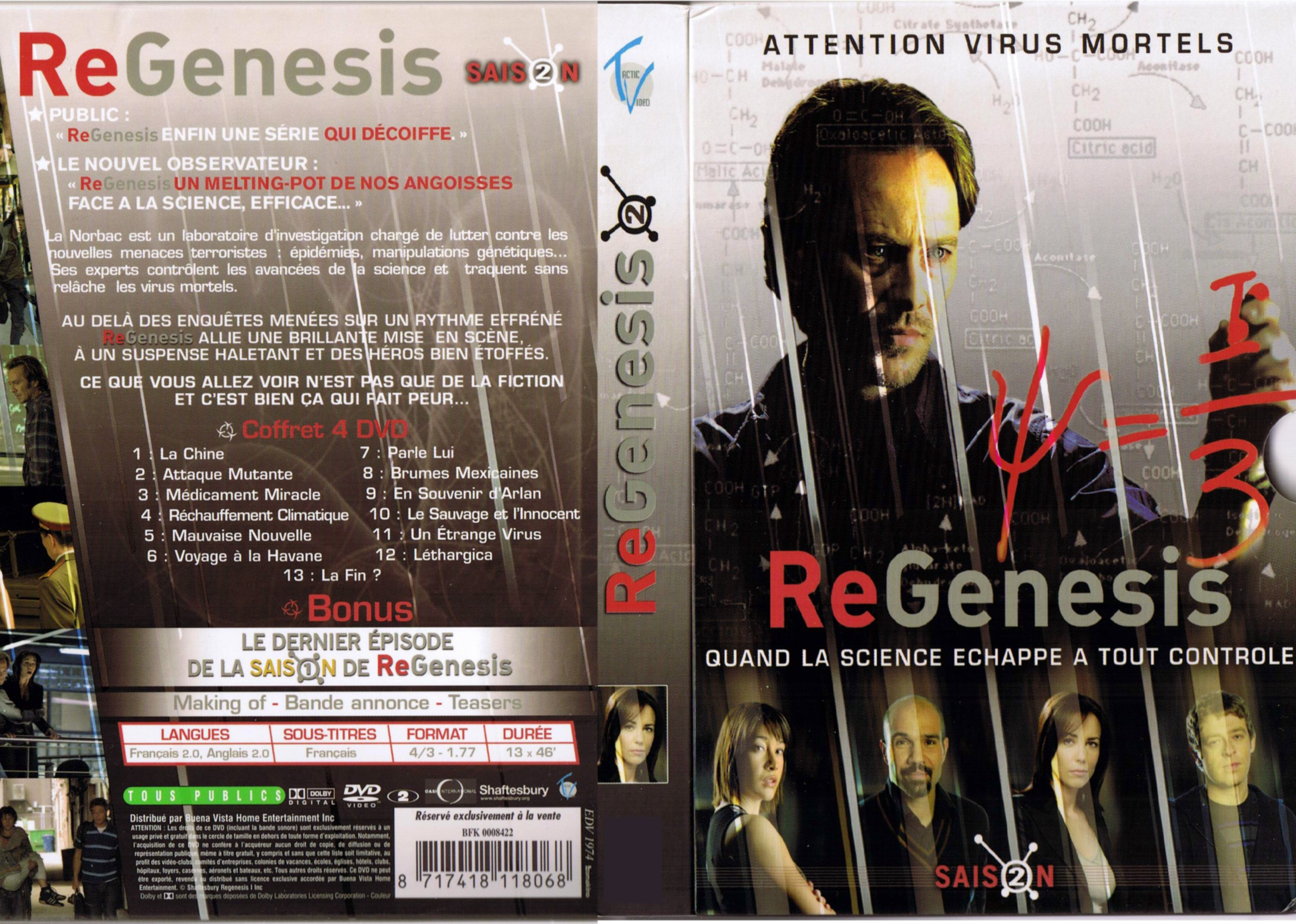 Jaquette DVD ReGenesis saison 2 COFFRET