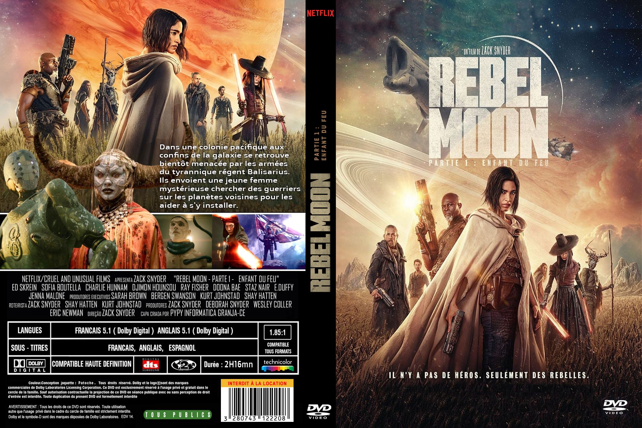 Jaquette DVD Rebel Moon partie 1 Enfant du Feu custom