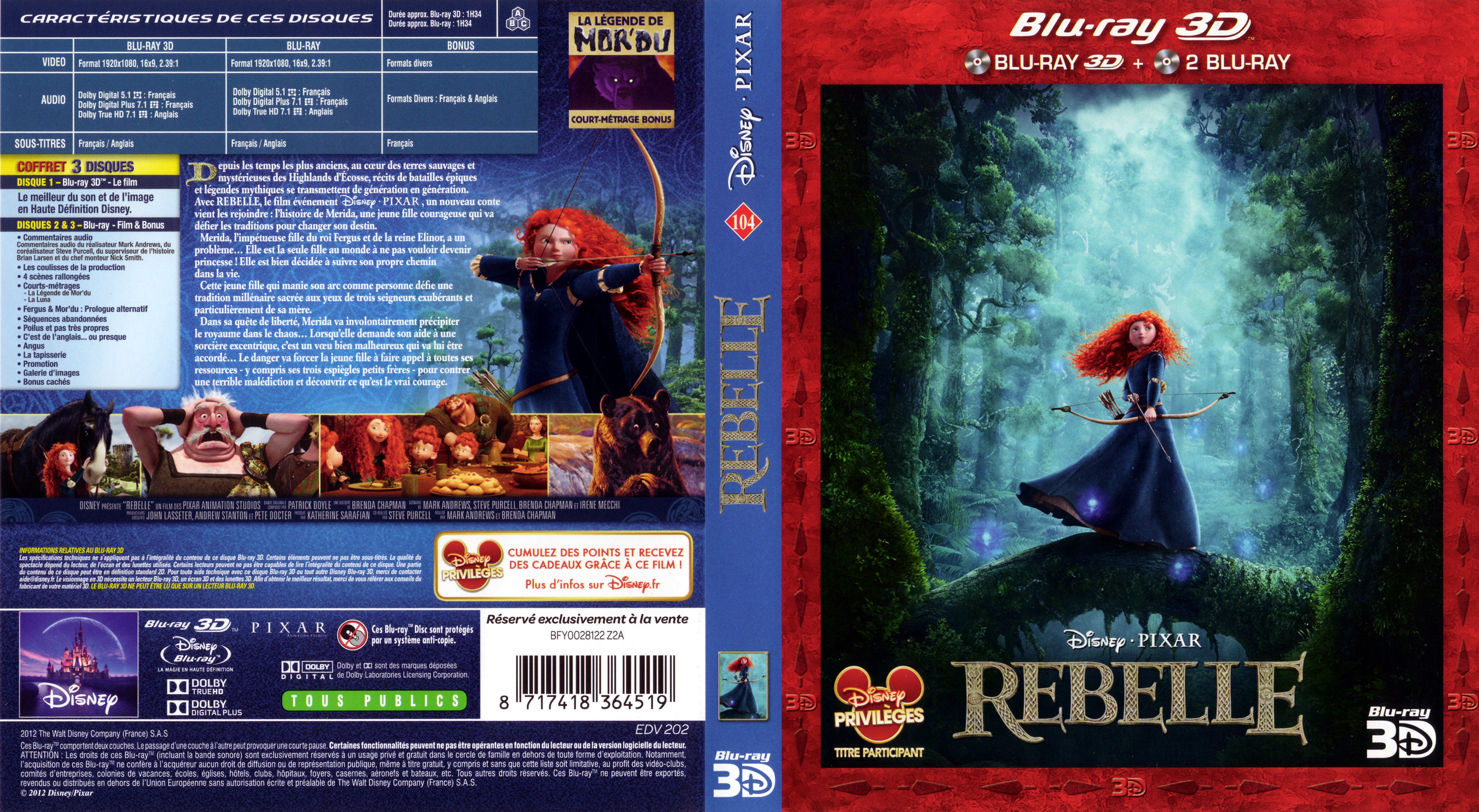Jaquette DVD Rebelle 3D (BLU-RAY) v2