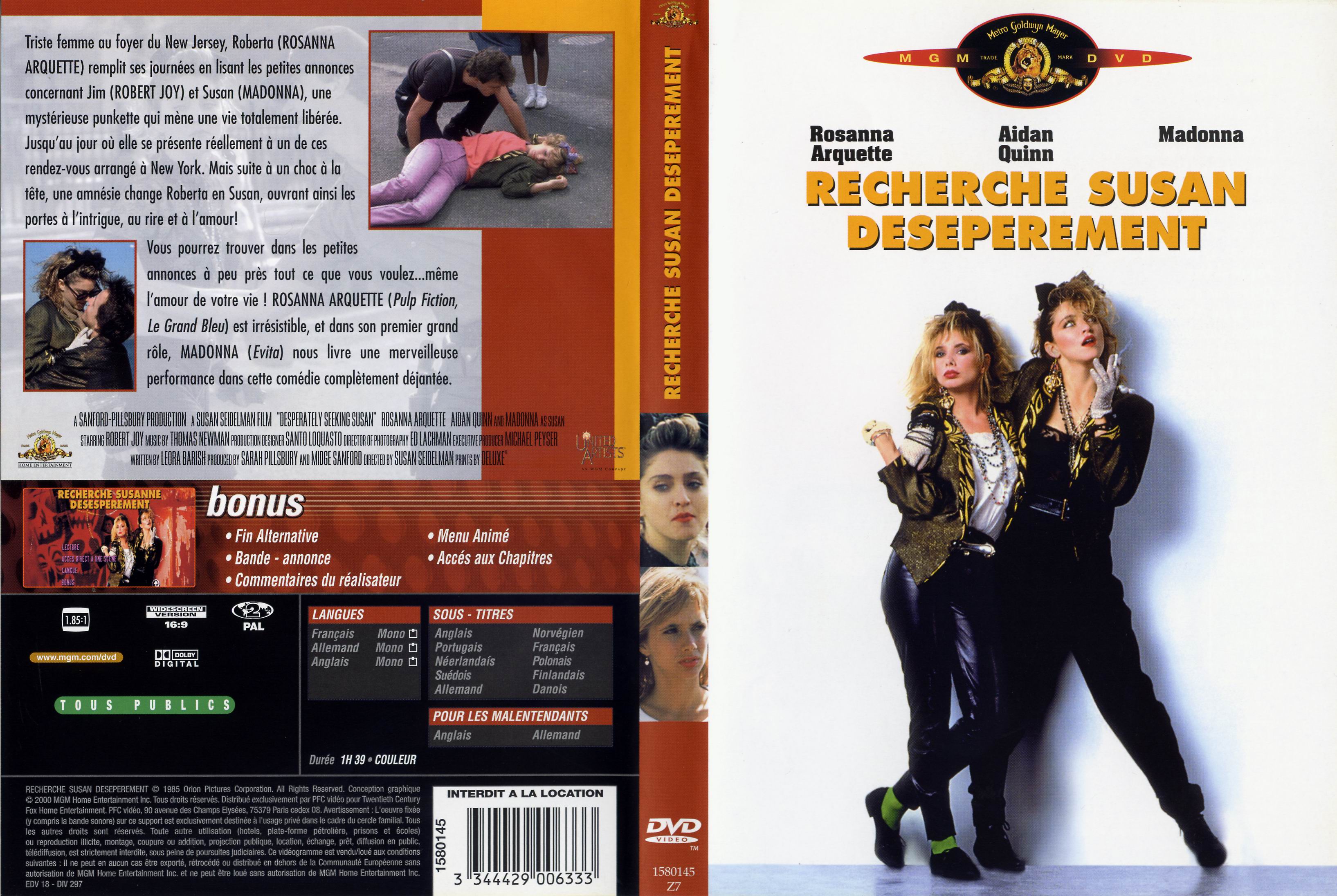 Jaquette DVD Recheche susan dsesprment