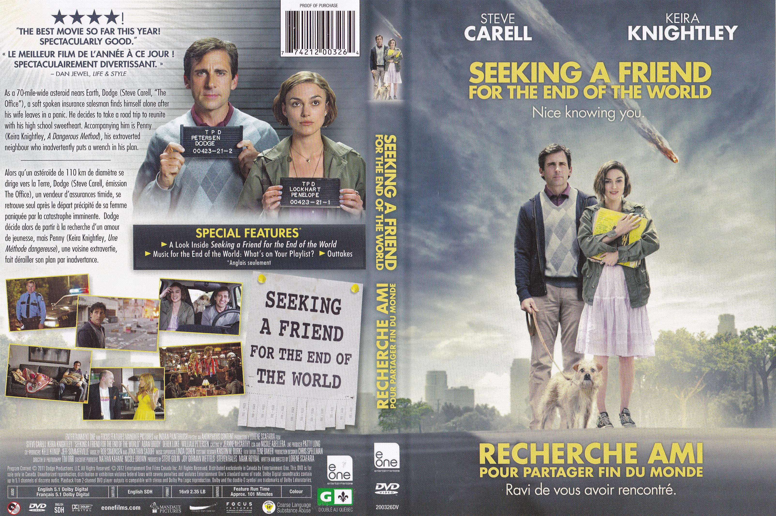 Jaquette DVD Recherche un ami pour partager fin du monde - Seeking a friend for the end the world (Canadienne)