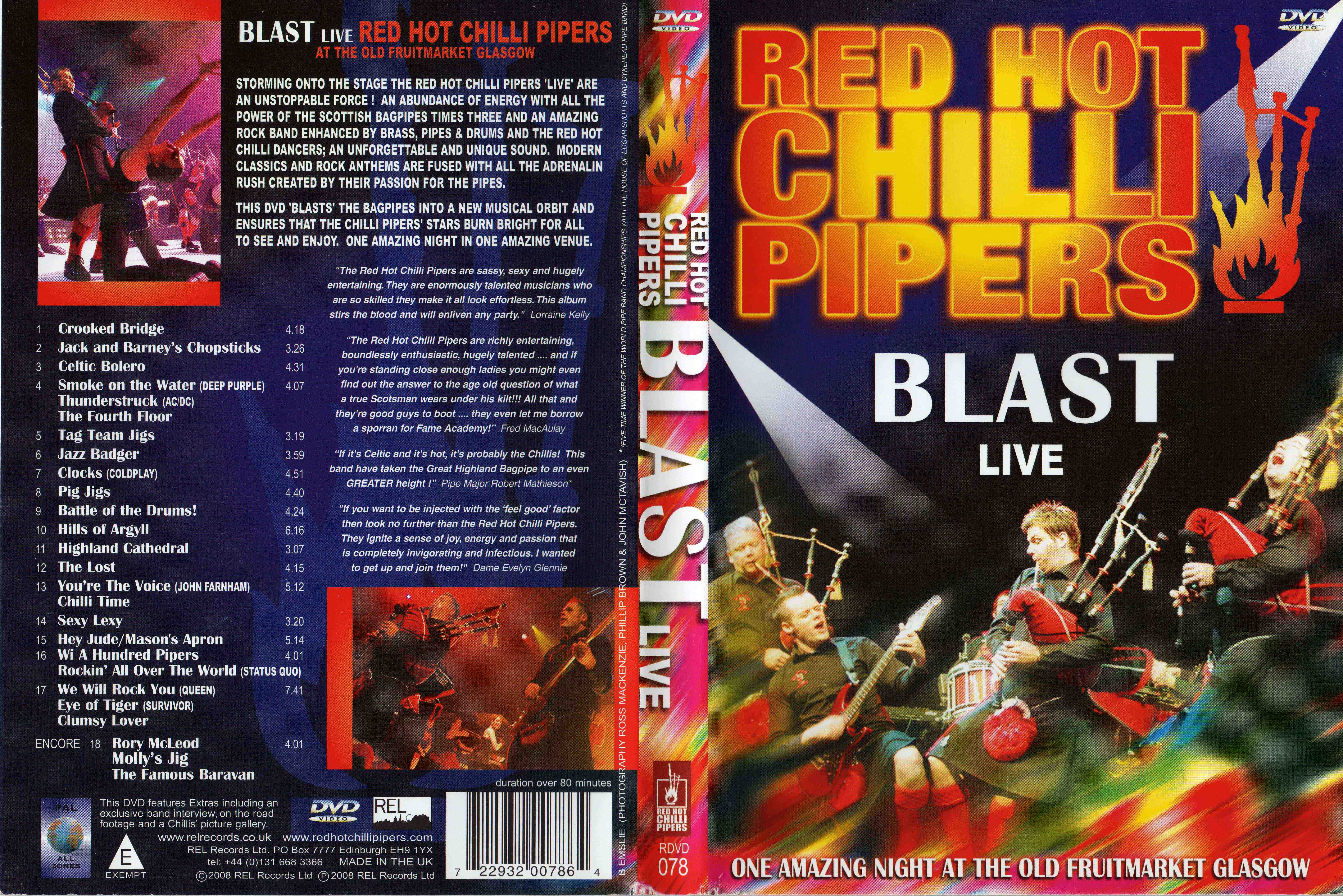 Jaquette DVD Red Hot Chilli Pipers - Blast Live