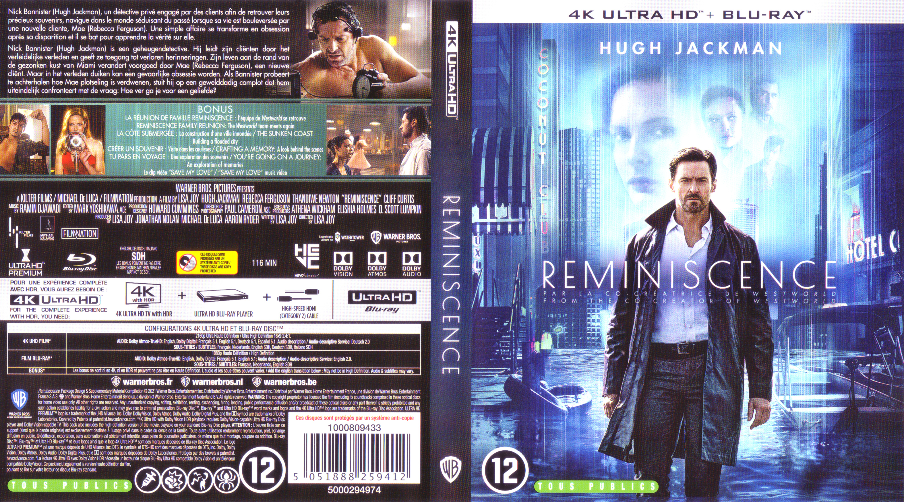 Jaquette DVD Reminiscence 4K (BLU-RAY)