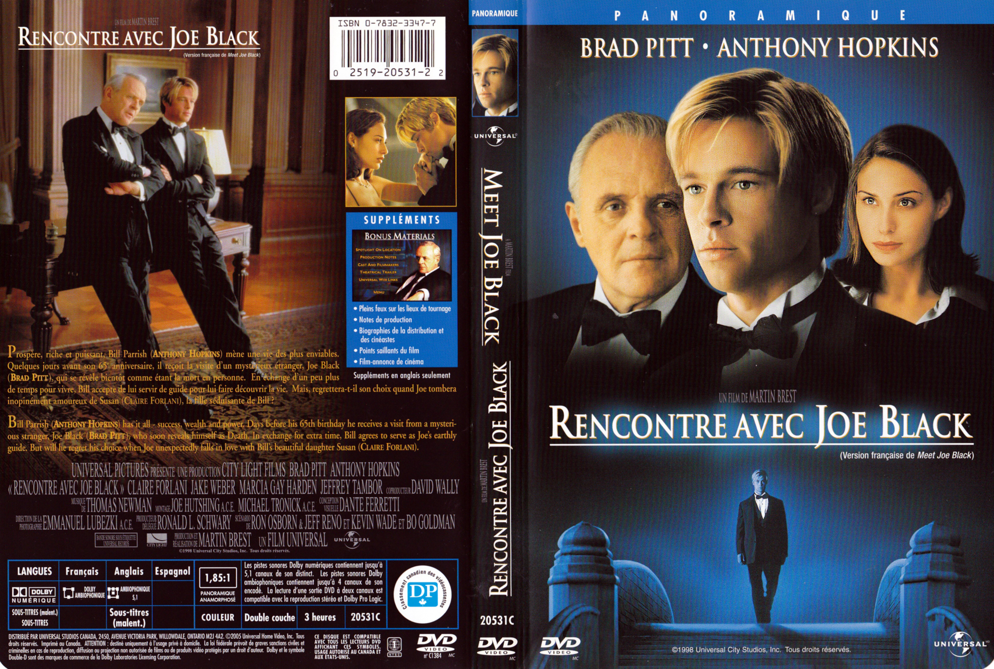 Jaquette DVD Rencontre avec Joe Black - Meet Joe Black (Canadienne)