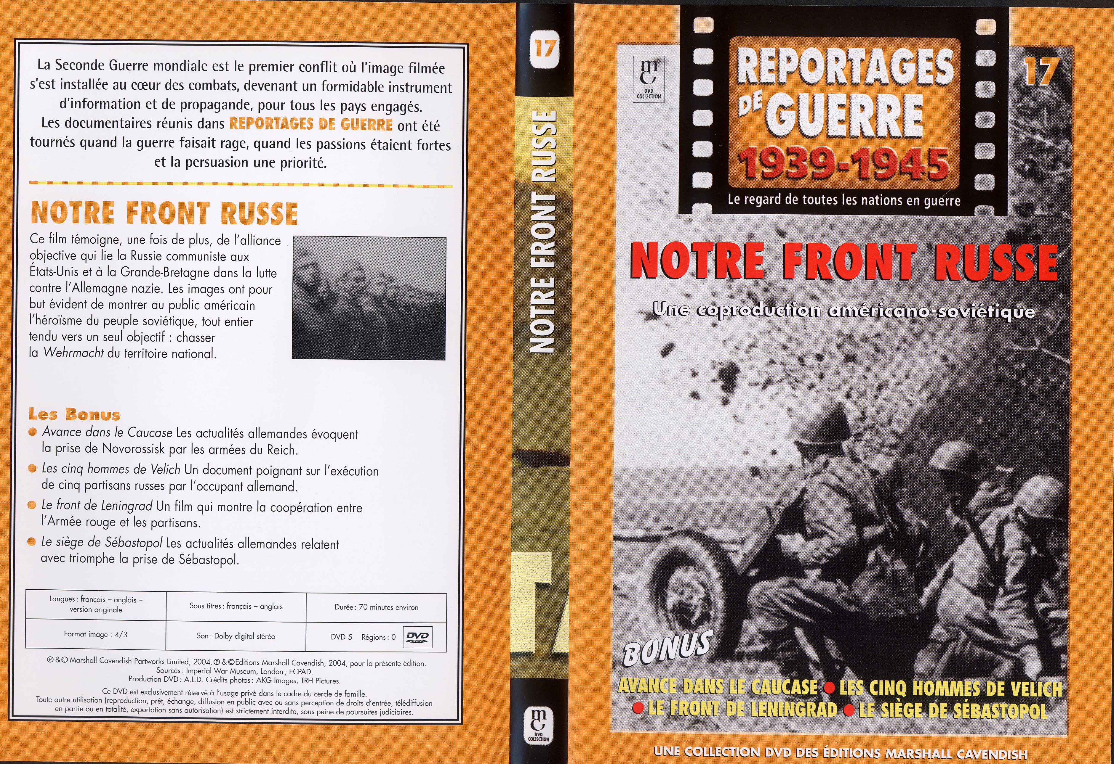 Jaquette DVD Reportages de guerre vol 17