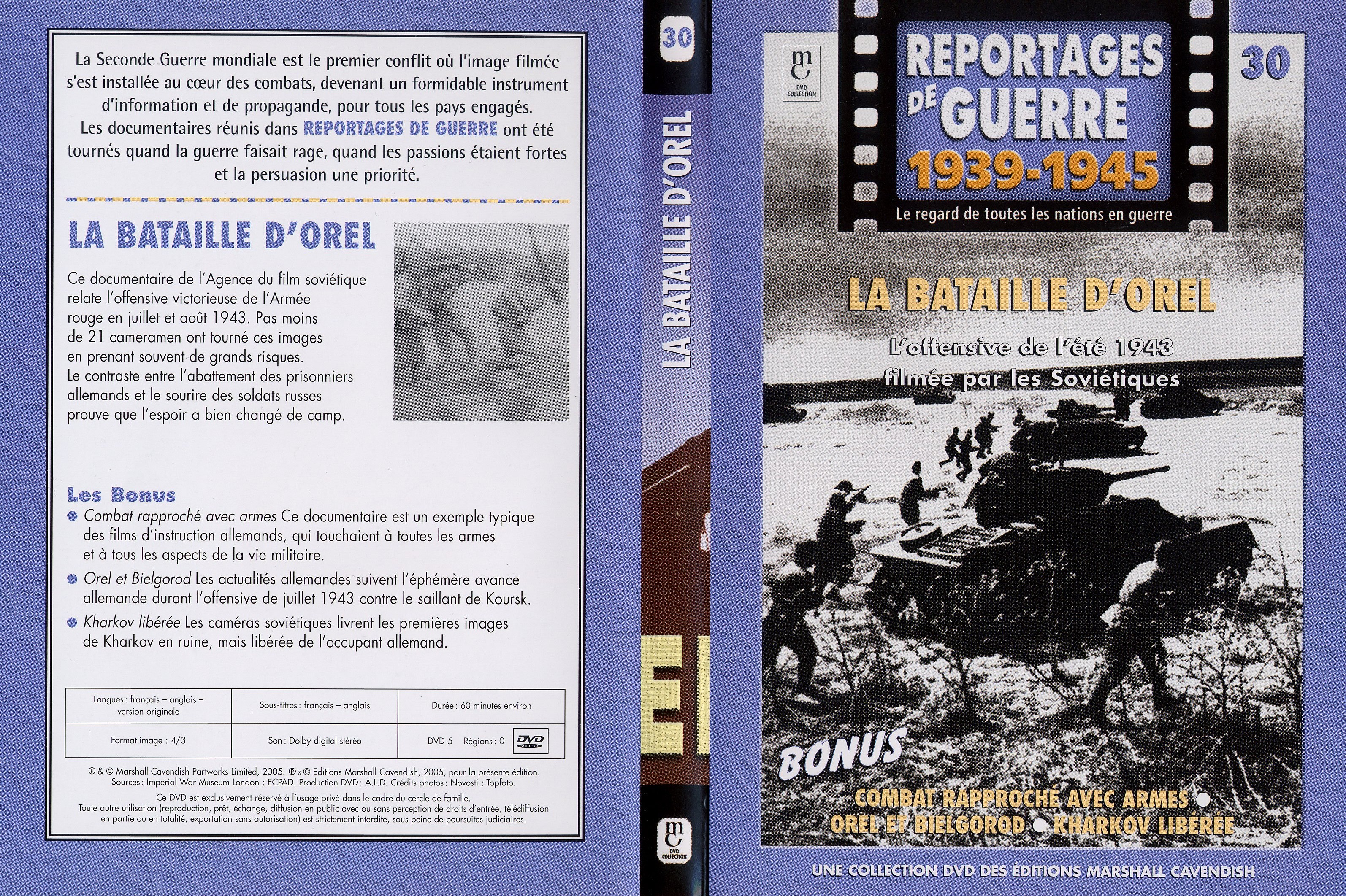 Jaquette DVD Reportages de guerre vol 30